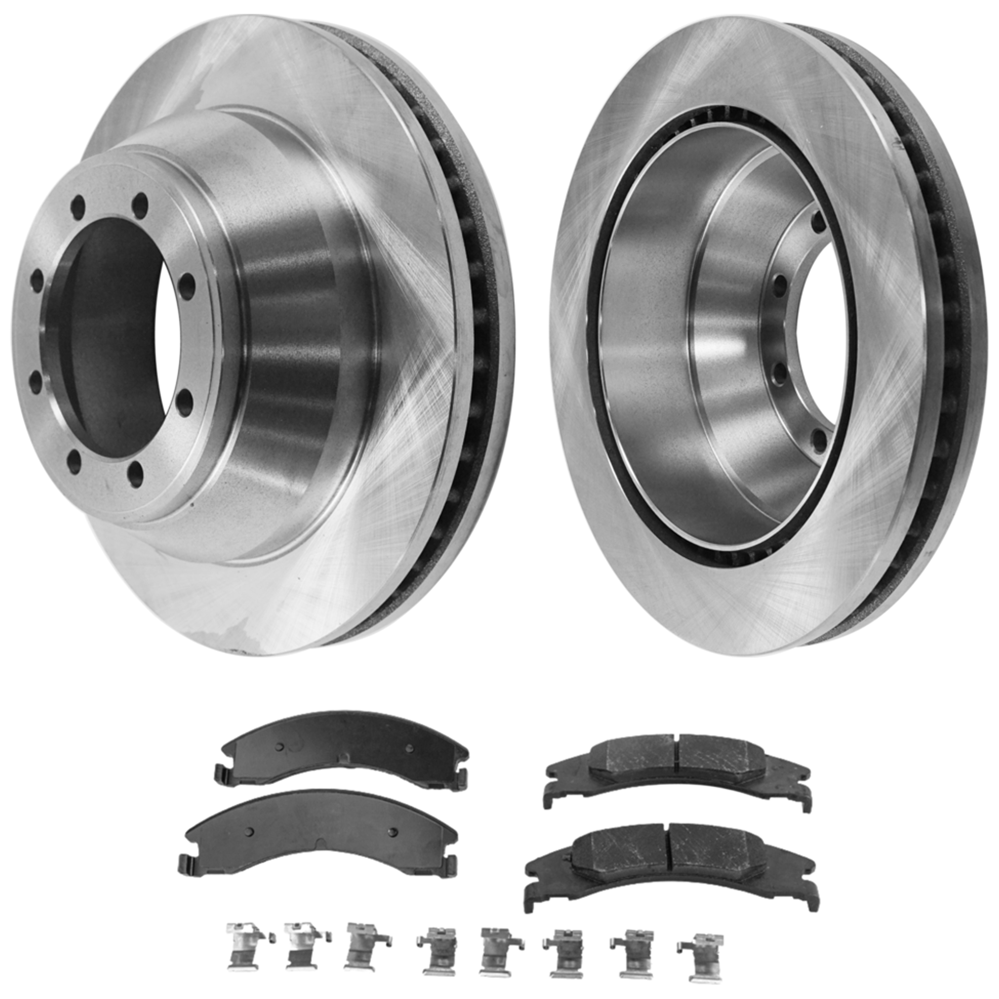 AM E 450 SUPER DUTY 09-18 REAR BRAKE DISC AND PAD KIT 2 Wheel Set SKU KIT 020823-12 OEM 8C2Z2C026B 8C2Z2200A