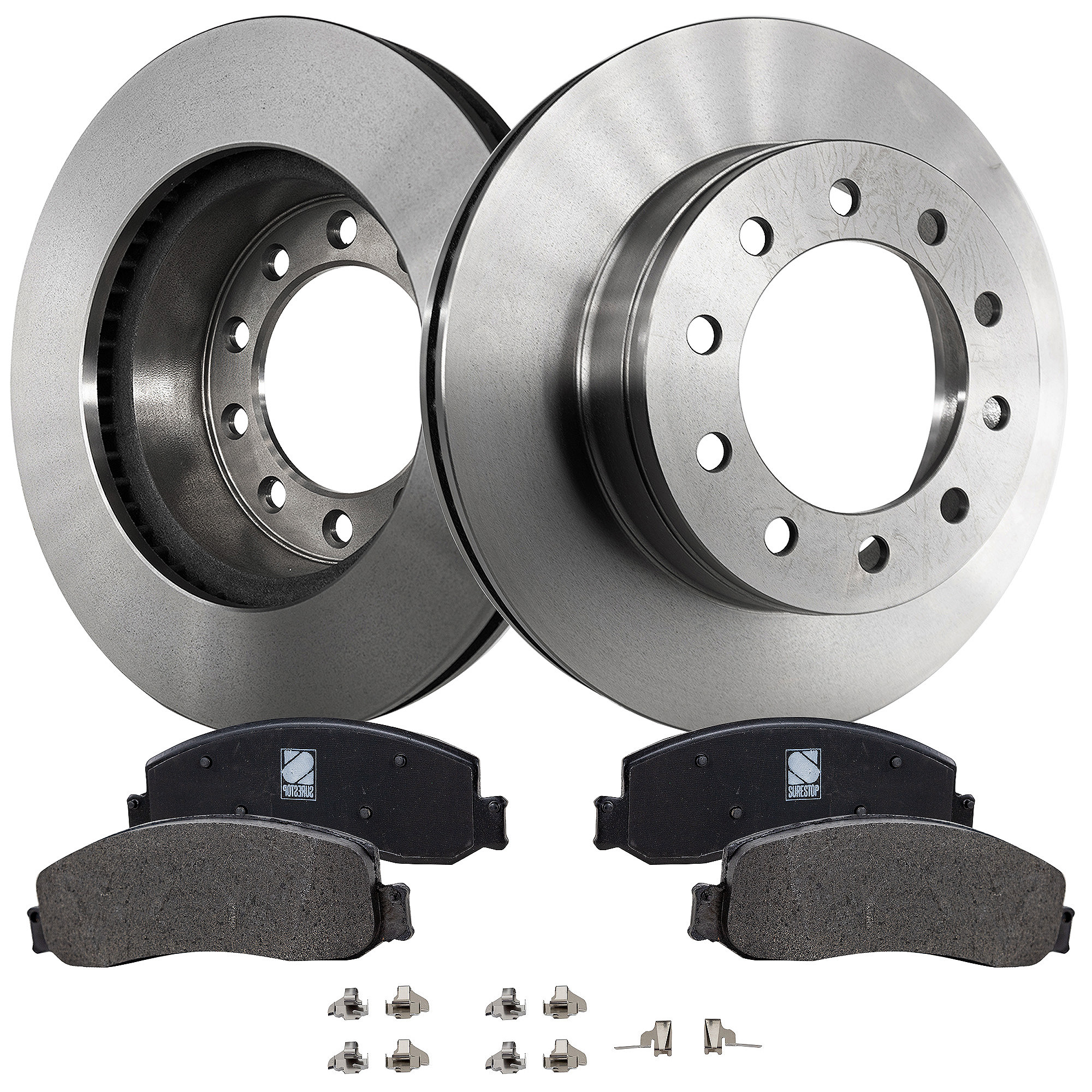 AM F 450 SUPER DUTY FRONT 12-12 BRAKE DISC AND PAD KIT 2 Wheel Set SKU KIT 020823-13 OEM 5C3Z1125CA BC3Z2001D BC3Z2001F