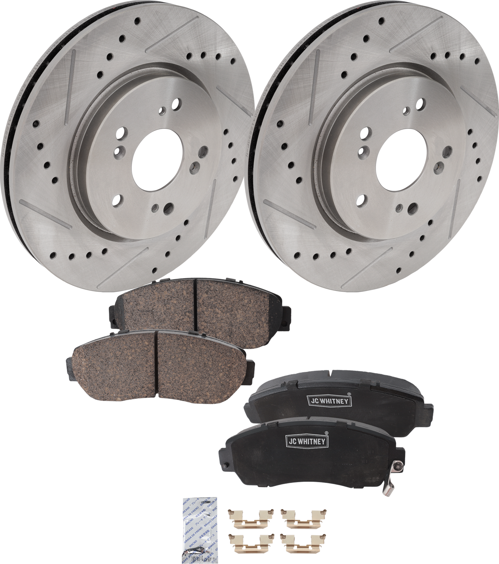 AM RDX 07-12 CR V 07-11 FRONT BRAKE DISC AND PAD KIT 4 pc kit Cross drilled and Slotted SKU KIT 020823-16 OEM 31455-44583-60420-0833007-9003