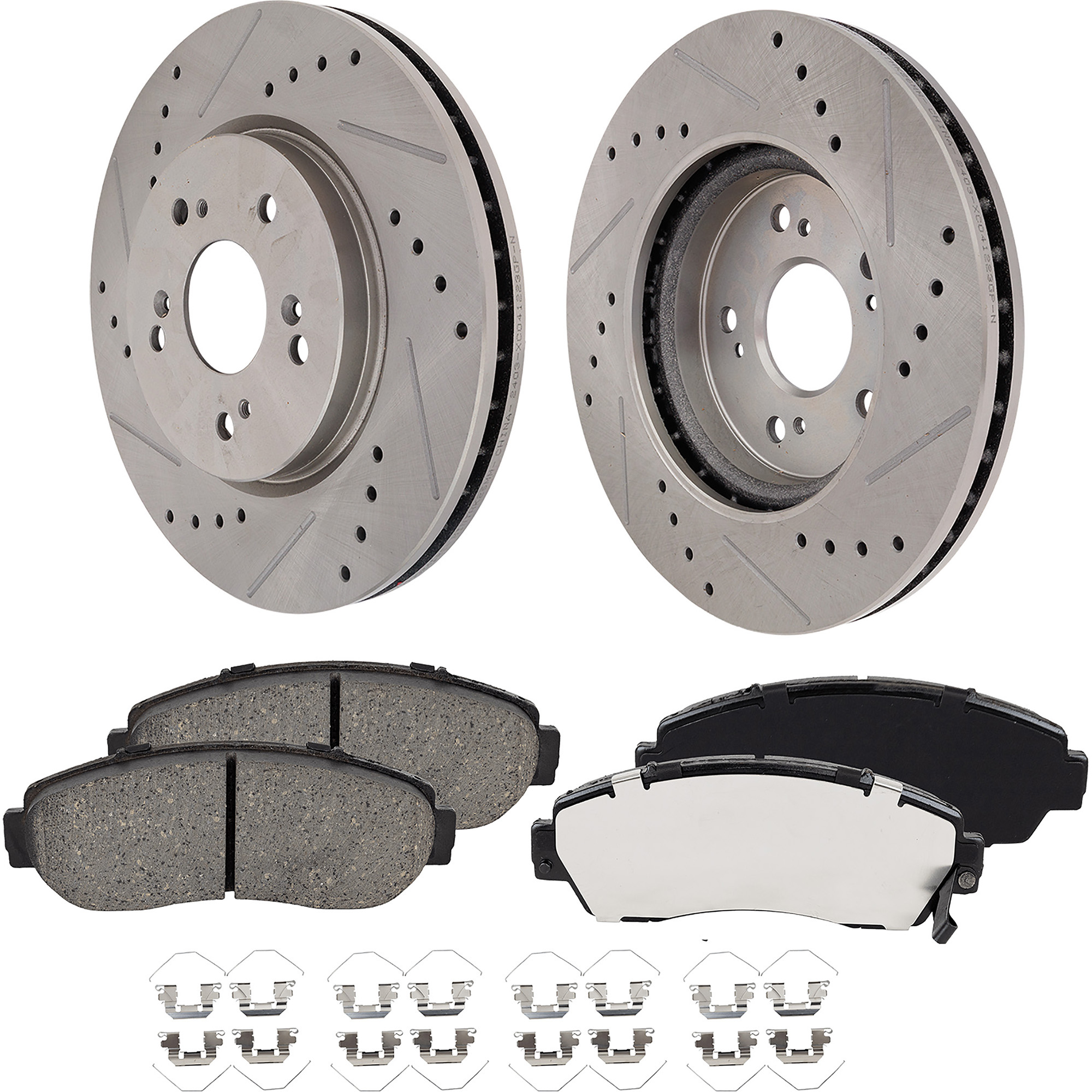 AM CROSSTOUR 12-15 CR V 12-16 FRONT BRAKE DISC AND PAD KIT 4 pc kit Cross drilled and Slotted SKU KIT 020823-17 OEM 31455-44583-60420-0833007-9003
