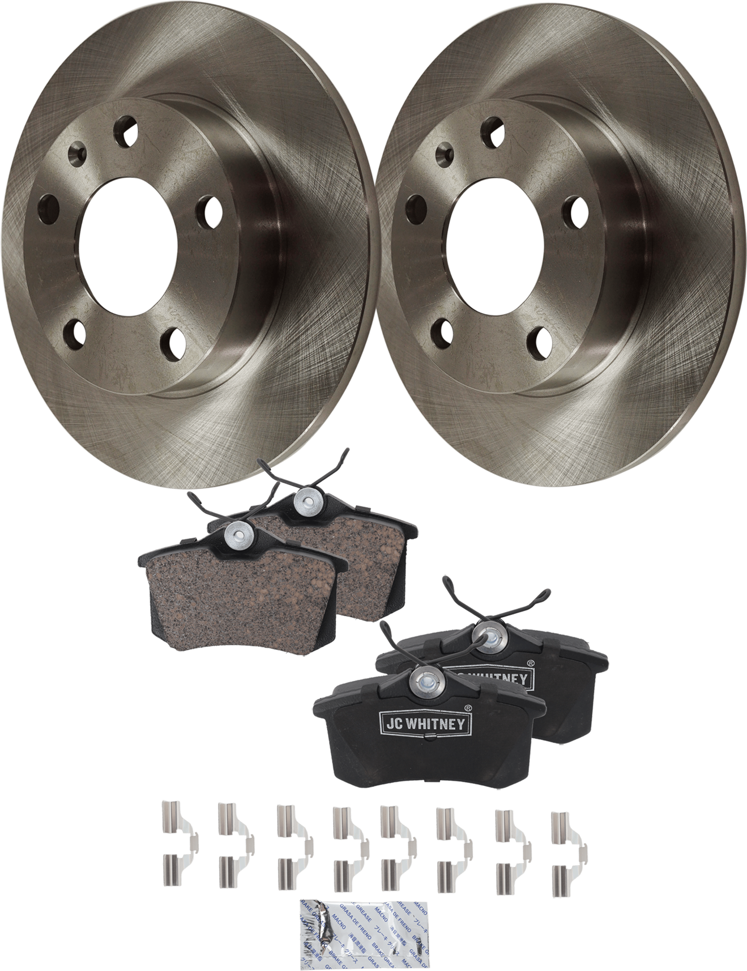 AM A4-02-06 A4 QUATTRO 03-04 REAR BRAKE DISC AND PAD KIT Plain Surface 5 Lugs 4 pc kit SKU KIT 020923-06 OEM 8E0615601P 8E0615601B 89561560