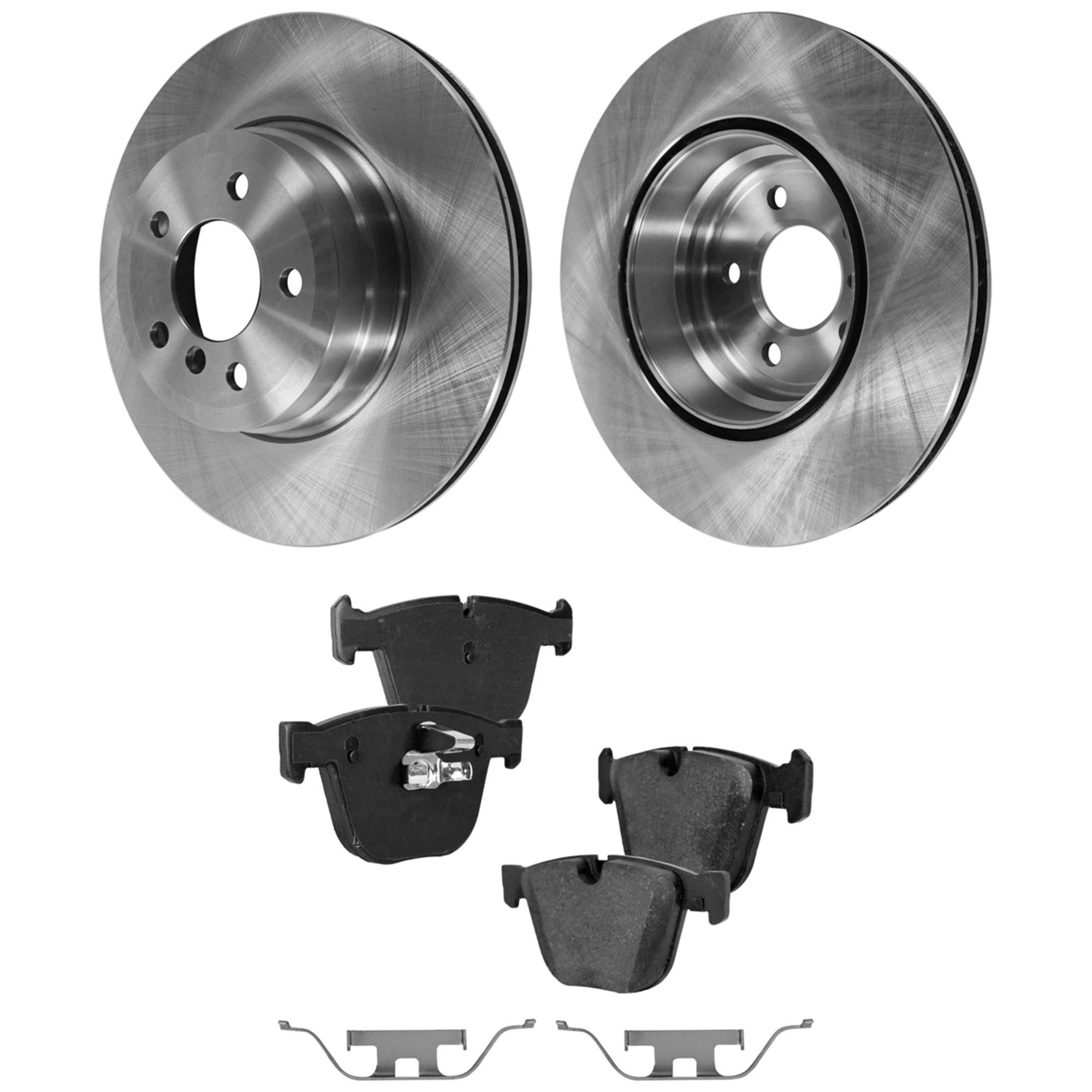 AM X5-07-18 X6-08-19 REAR BRAKE DISC AND PAD KIT Plain Surface 5 Lugs 4 pc kit SKU KIT 020923-10 OEM 45523-850223-60031141-45523G B