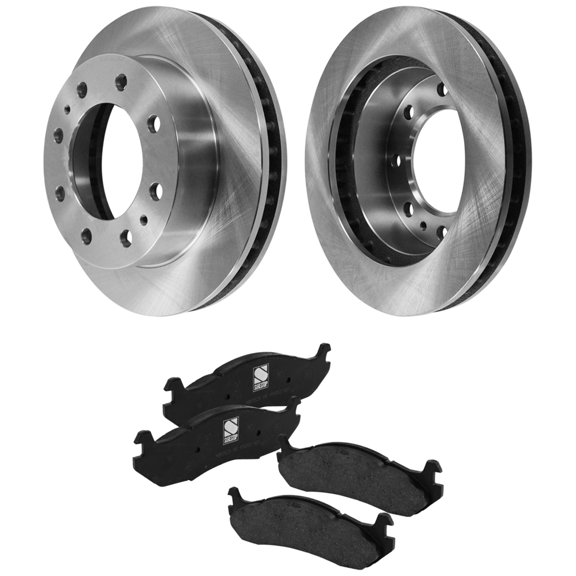AM H2-03-03 FRONT BRAKE DISC AND PAD KIT Plain Surface 8 Lugs 2 Wheel Set SKU KIT 020923-16 OEM 18060654-5745162C