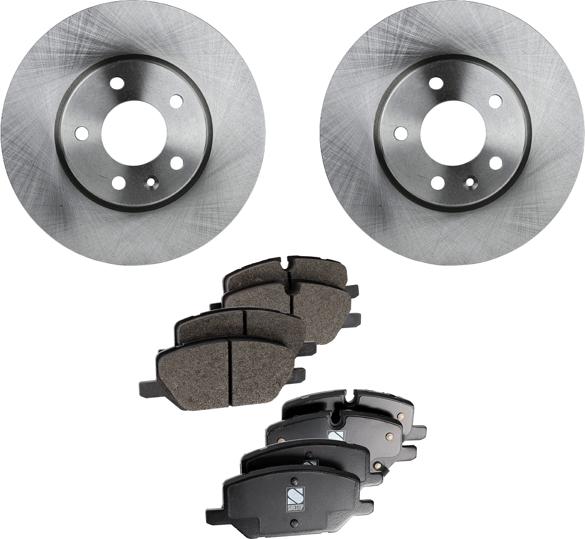 AM TERRAIN 20-20 FRONT BRAKE DISC AND PAD KIT Plain Surface 5 Lugs 4 pc Kit SKU KIT 020923-21 OEM 41274-55195-580899-850243-6004
