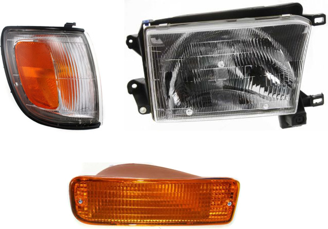 AM 4RUNNER 96-97 HEAD LAMP RH Assembly Halogen 3 pc Kit with Corner Light and Turn Signal Light SKU KIT 021116-04 Partslink TO2503118 TO2521148 TO2531125 OEM 8111035231-8161035310-81510351