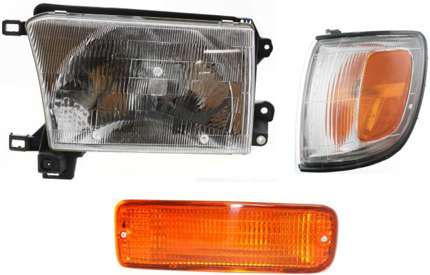 AM 4RUNNER 96-97 HEAD LAMP LH Assembly Halogen 3 pc Kit with Corner Light and Turn Signal Light SKU KIT 021116-05 Partslink TO2502118 TO2520148 TO2530125 OEM 8115035211-8162035310-81520351