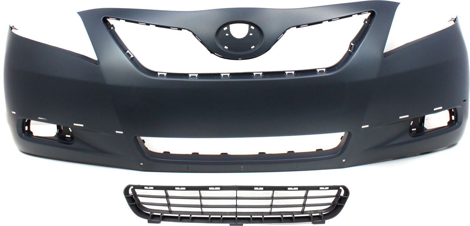 AM CAMRY 07-09 FRONT BUMPER COVER Primed 2 pc Kit with Bumper Grille SKU KIT 021118-05 Partslink TO1000318 TO1036103 OEM 5211906921-5311206010