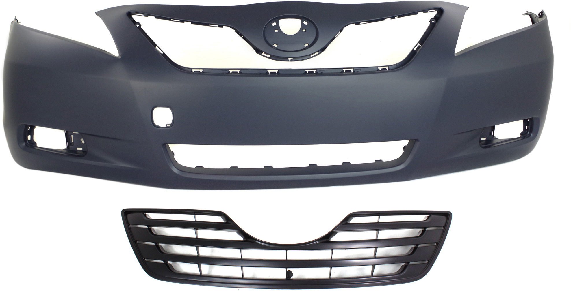 AM CAMRY 07-09 FRONT BUMPER COVER 2 pc Kit Primed Japan Built with Grille SKU KIT 021118-08 Partslink TO1000327 TO1200288 OEM 5211933943-5311106090C0