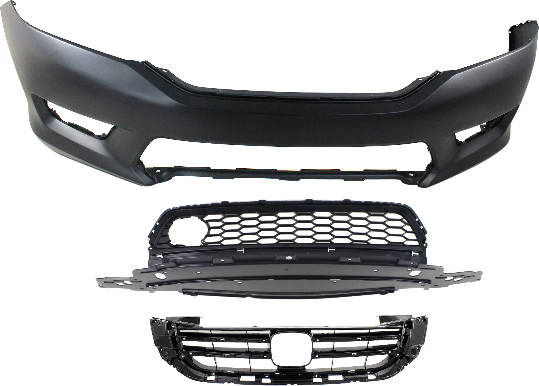 AM ACCORD 13-15 GRILLE 3 pc Kit with Bumper Cover and Bumper Grille CAPA SKU KIT 021118-167 Partslink HO1000288C HO1036117C HO1200215C OEM 04711T2AA90ZZ 71103T2AA10-7112