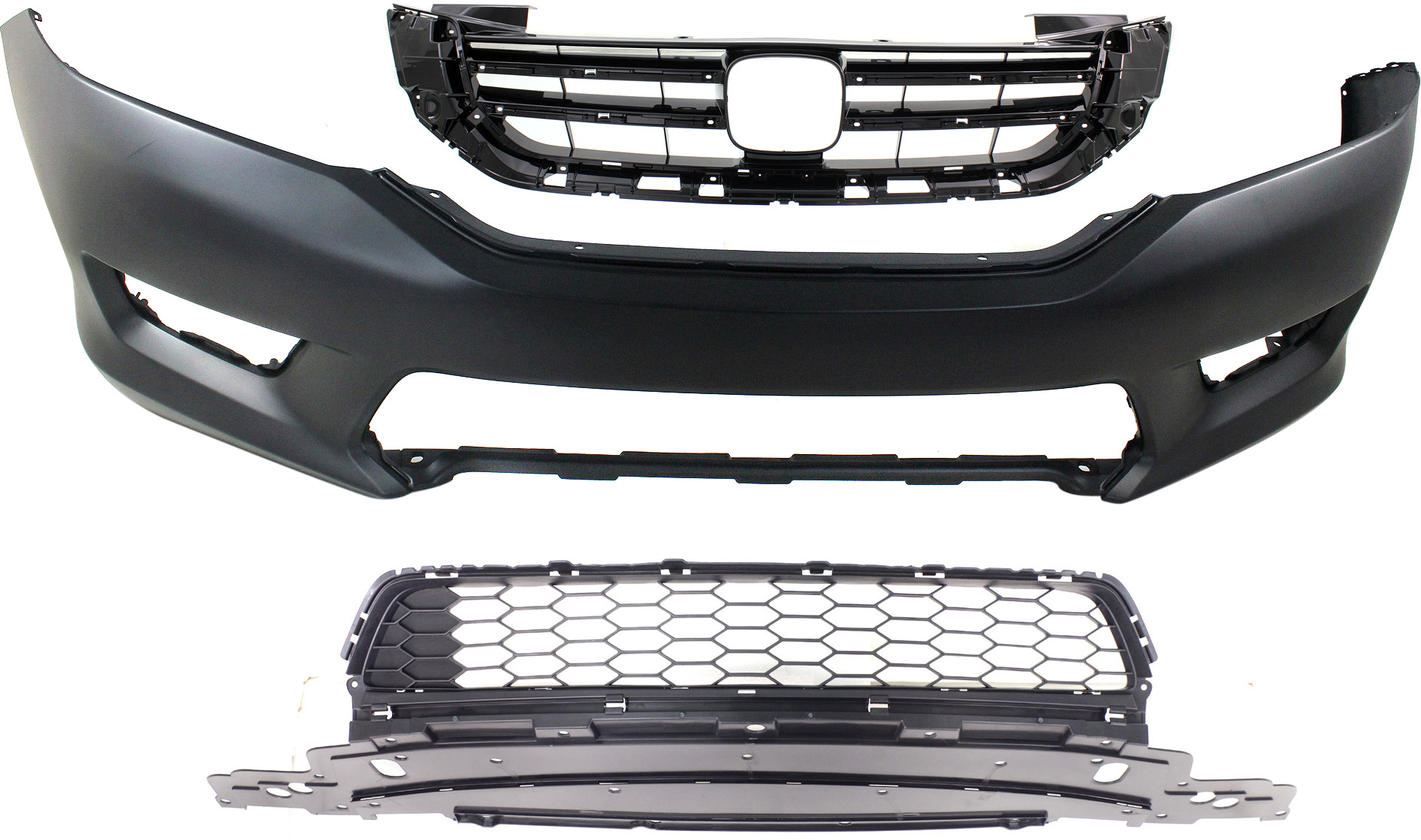 AM ACCORD 13-15 GRILLE 3 pc Kit with Bumper Cover and Bumper Grille CAPA SKU KIT 021118-168 Partslink HO1000288C HO1036114C HO1200215C OEM 04711T2AA90ZZ 71103T2AA00-7112