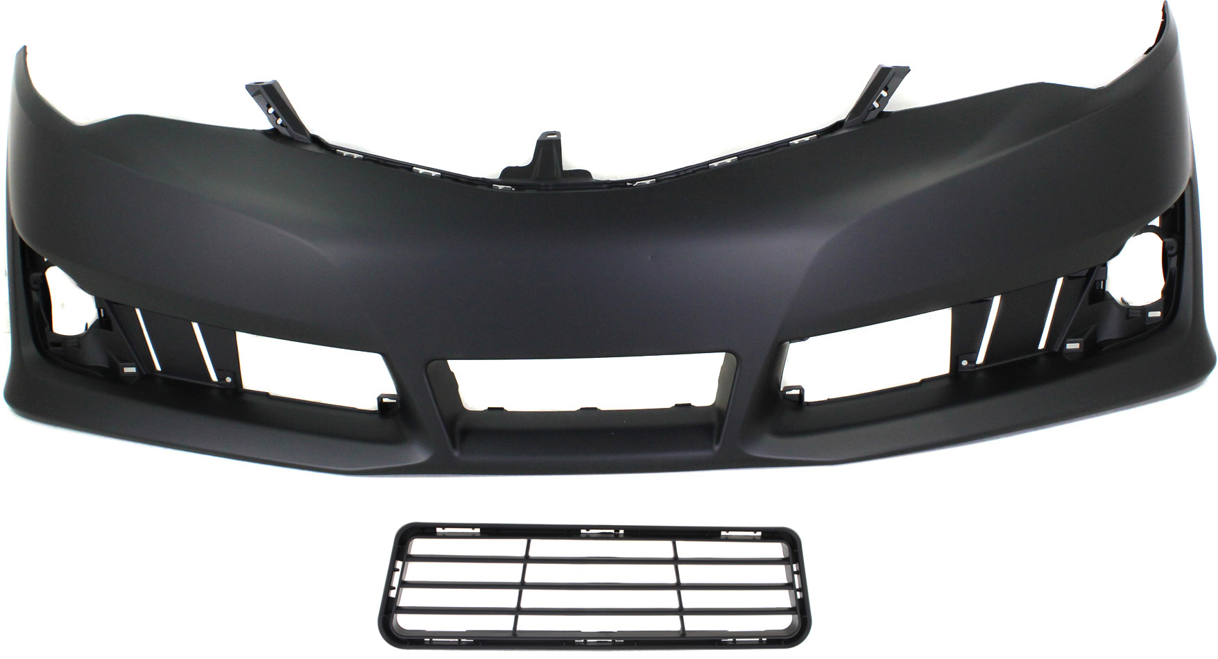 AM CAMRY 12-14 FRONT BUMPER COVER Primed 2 pc Kit with Bumper Grille SKU KIT 021118-25 Partslink TO1000379 TO1036129 OEM 5211906975-5311206210