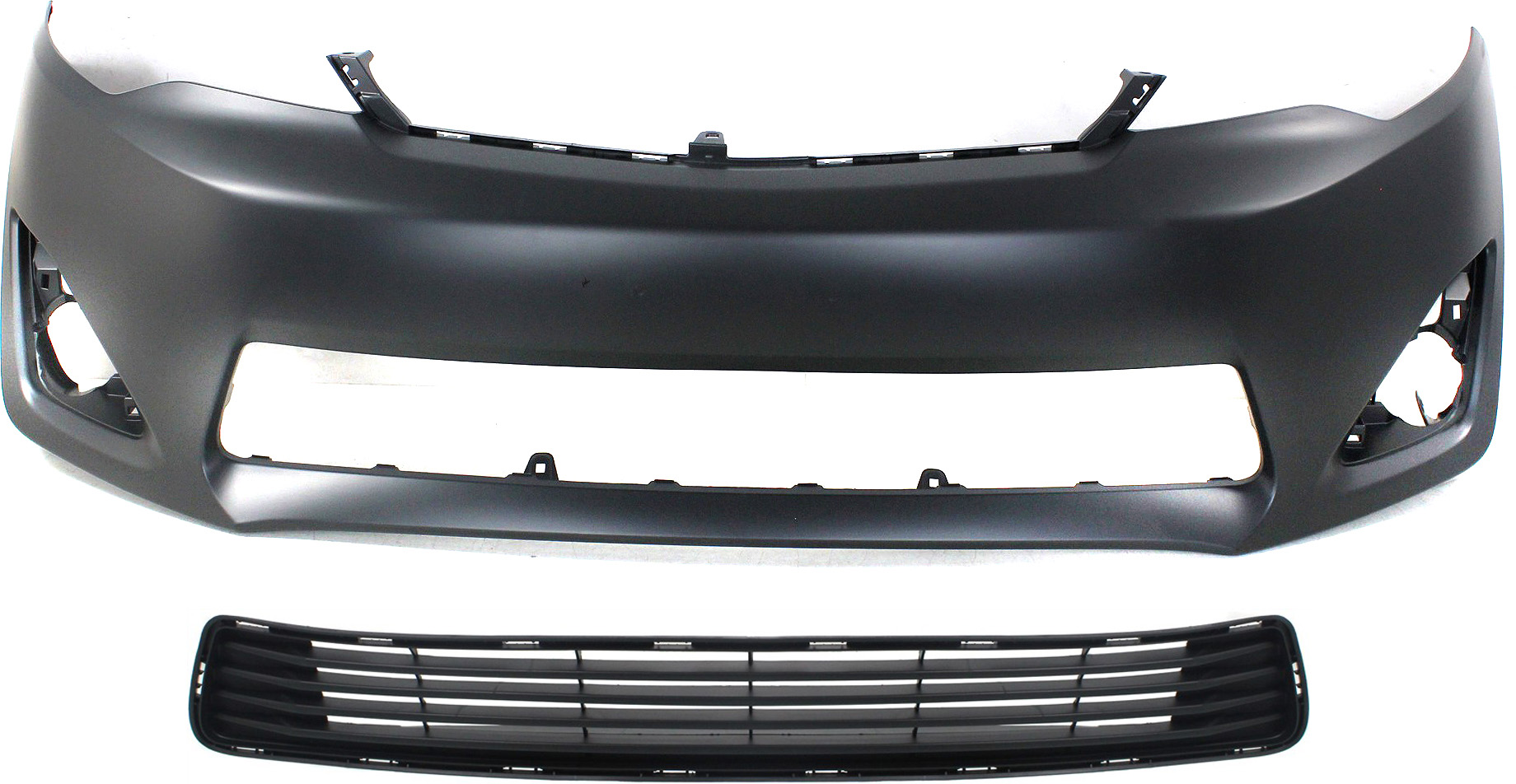 AM CAMRY 12-14 FRONT BUMPER COVER Primed 2 pc Kit with Bumper Grille SKU KIT 021118-27 Partslink TO1000378 TO1036128 OEM 5211906974-5311206200