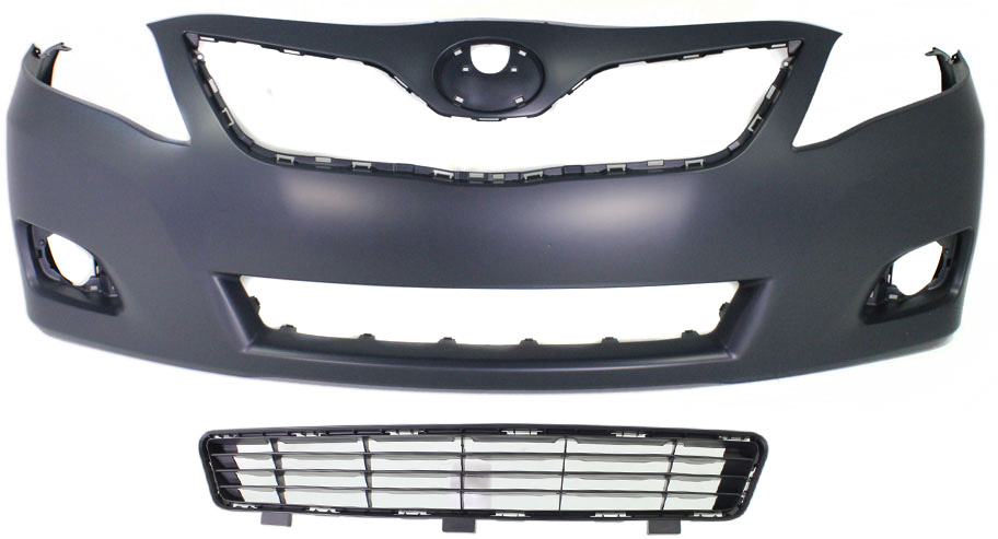 AM CAMRY 10-11 FRONT BUMPER COVER Primed w Fog Light Holes 2 pc kit with Bumper Grille CAPA SKU KIT 021118-38 Partslink TO1000356C TO1036118C OEM 52-119-069-585-311-200-000