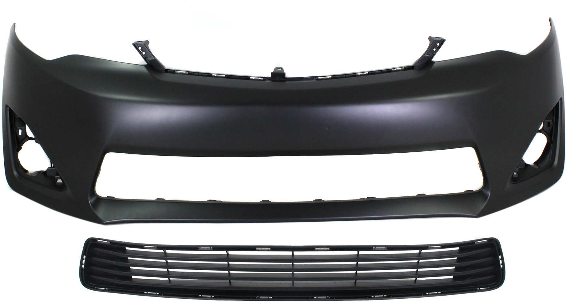 AM CAMRY 12-14 FRONT BUMPER COVER Primed 2 pc Kit with Bumper Grille CAPA SKU KIT 021118-39 Partslink TO1000378C TO1036128C OEM 5211906974-5311206200