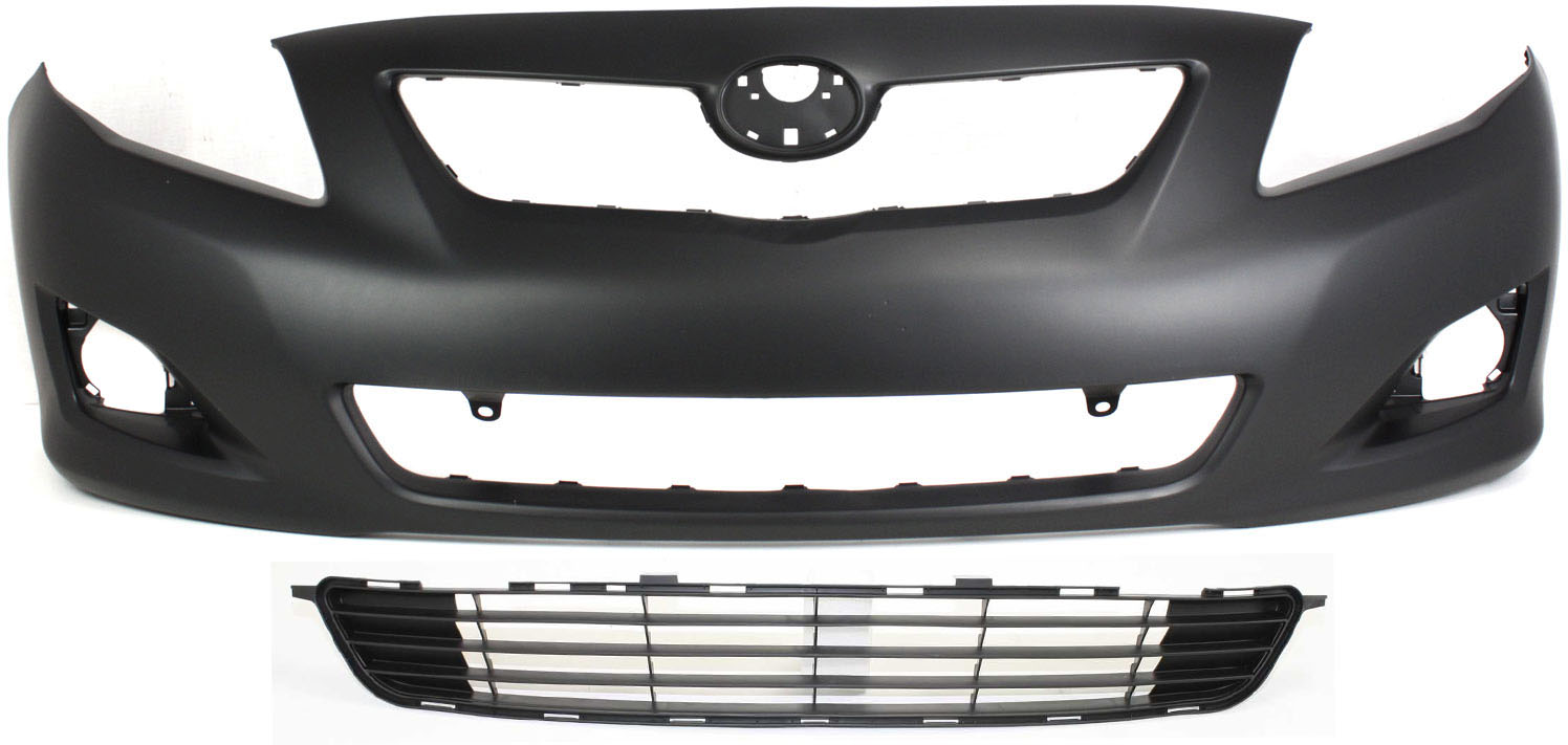 AM COROLLA 09-10 FRONT BUMPER COVER 2 pc Kit with Bumper Grille CAPA SKU KIT 021118-55 Partslink TO1000343C TO1036111C OEM 5211902990-5311202120