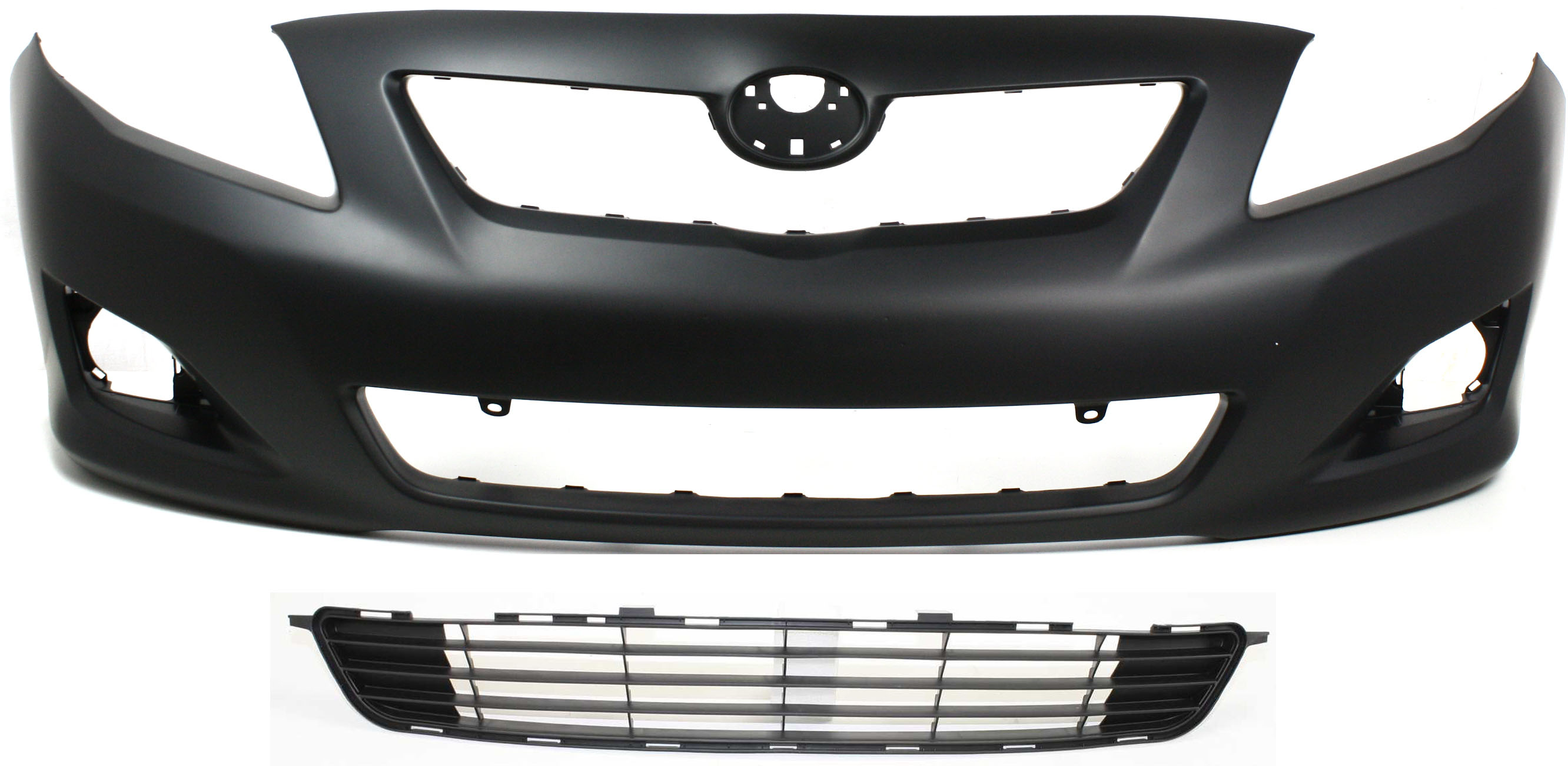 AM COROLLA 09-10 FRONT BUMPER COVER 2 pc Kit with Bumper Grille CAPA SKU KIT 021118-57 Partslink TO1000342C TO1036111C OEM 5211902989-5311202120