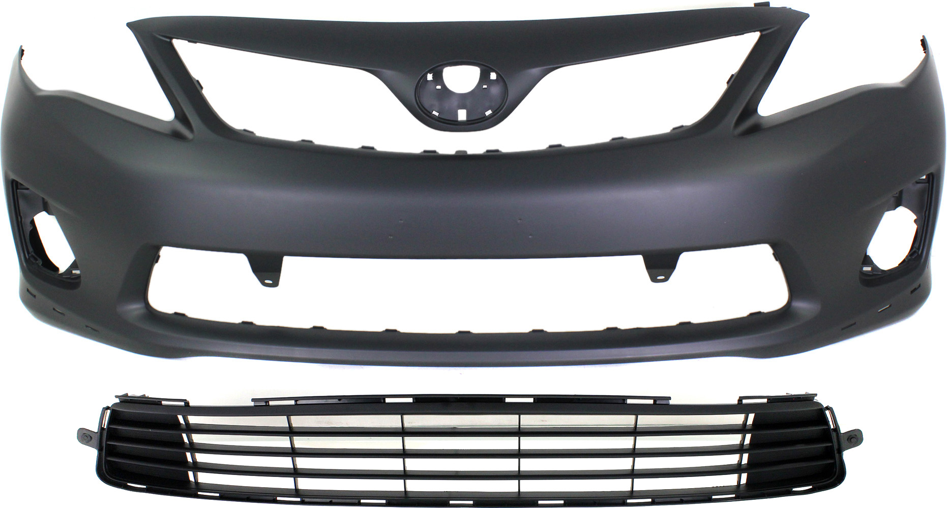 AM COROLLA 11-13 FRONT BUMPER COVER Primed 2 pc Kit w Bumper Grille CAPA SKU KIT 021118-59 Partslink TO1000373C TO1036125C OEM 5211903902-5311202280
