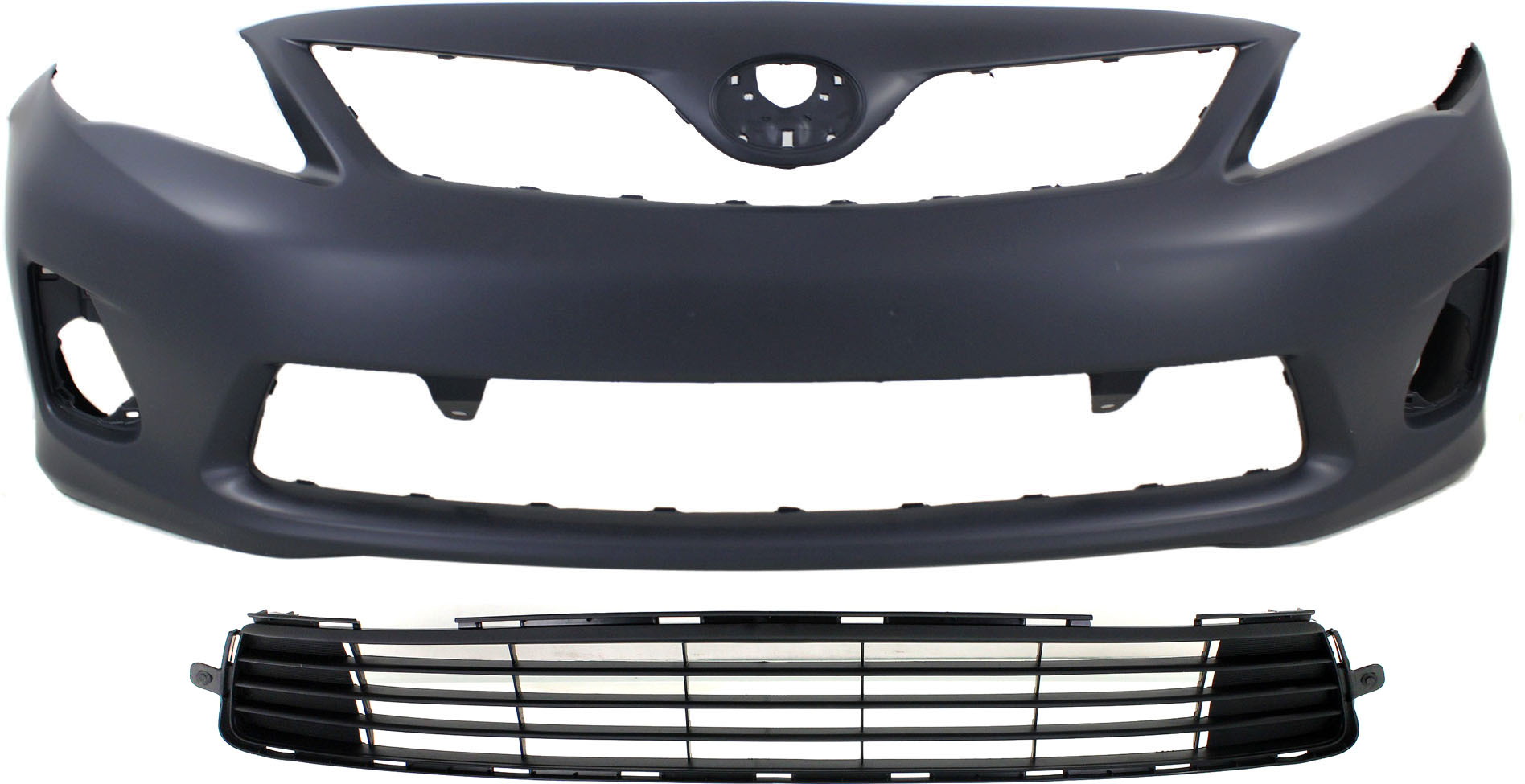 AM COROLLA 11-13 FRONT BUMPER COVER Primed 2 pc Kit w Bumper Grille CAPA SKU KIT 021118-61 Partslink TO1000372C TO1036125C OEM 5211903901-5311202280