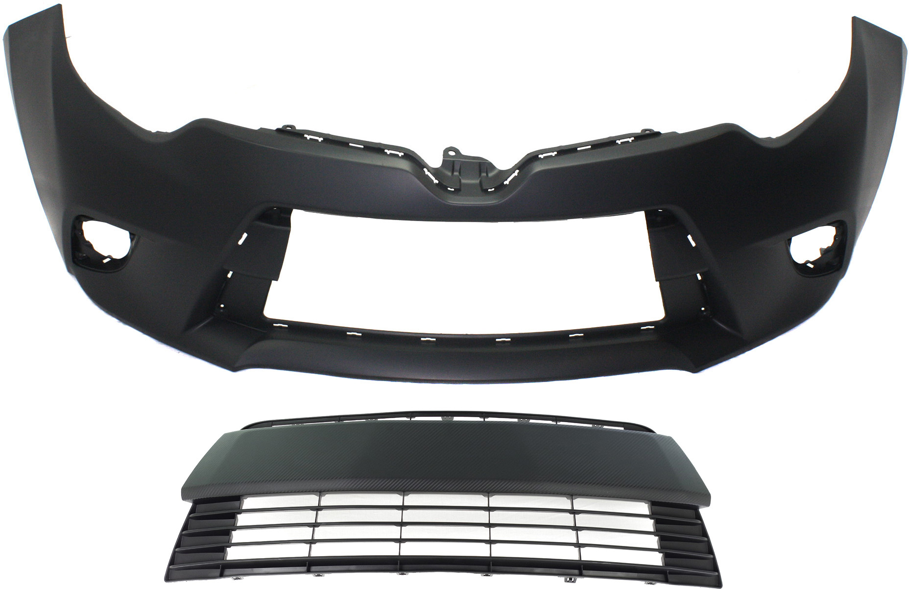 AM COROLLA 14-16 FRONT BUMPER COVER 2 pc Kit Primed CE L LE LE Eco 14-14 Models with Bumper Grille CAPA SKU KIT 021118-65 Partslink TO1000399C TO1036145C OEM 5211903904-5311202450