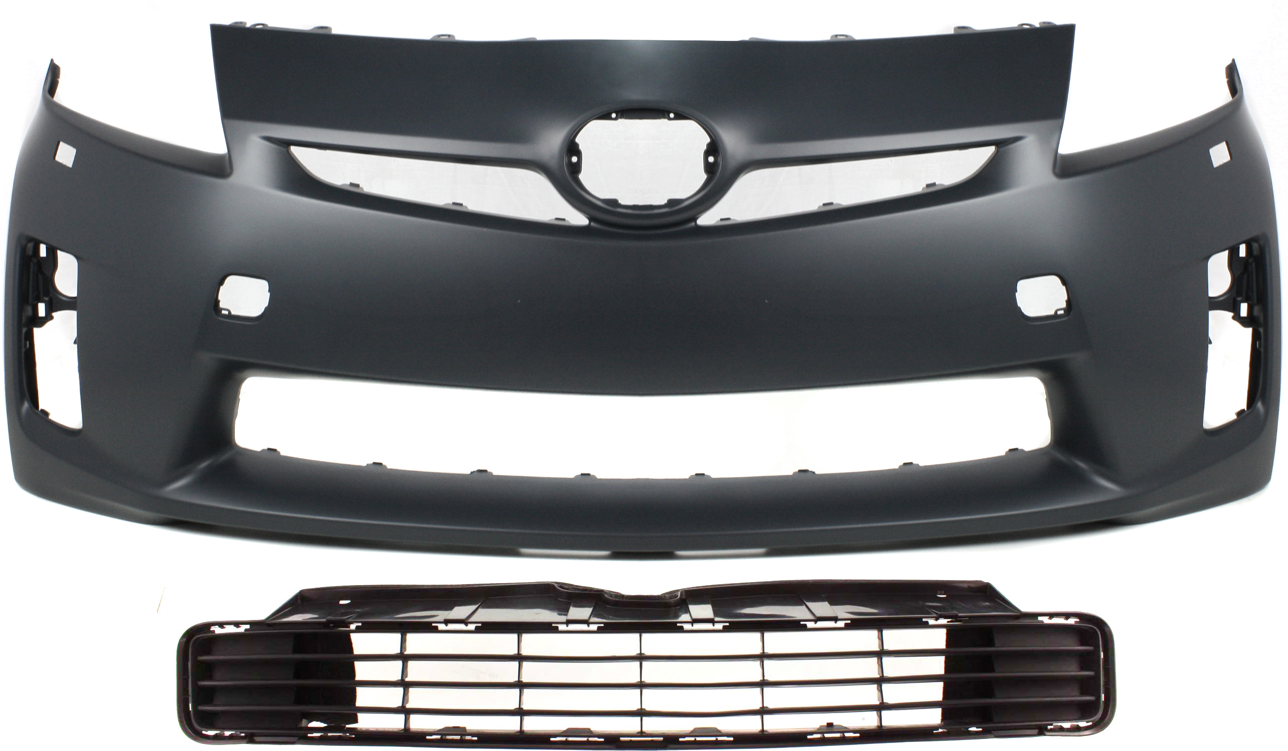 AM PRIUS 10-11 FRONT BUMPER COVER Primed 2 pc Kit with Bumper Grille CAPA SKU KIT 021118-75 Partslink TO1000360C TO1036122C OEM 5211947920-5311247040