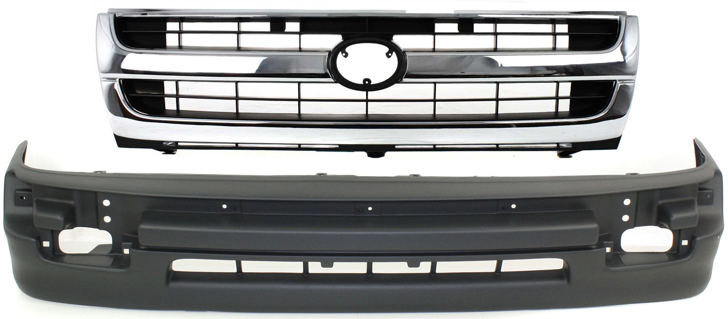 AM TACOMA 98-00 GRILLE 2 pc kit Chrome Shell with Painted Black Insert RWD Exc. Pre Runner Models with Valance SKU KIT 021118-82 Partslink TO1200205 TO1095171 OEM 5310004070-5391104060