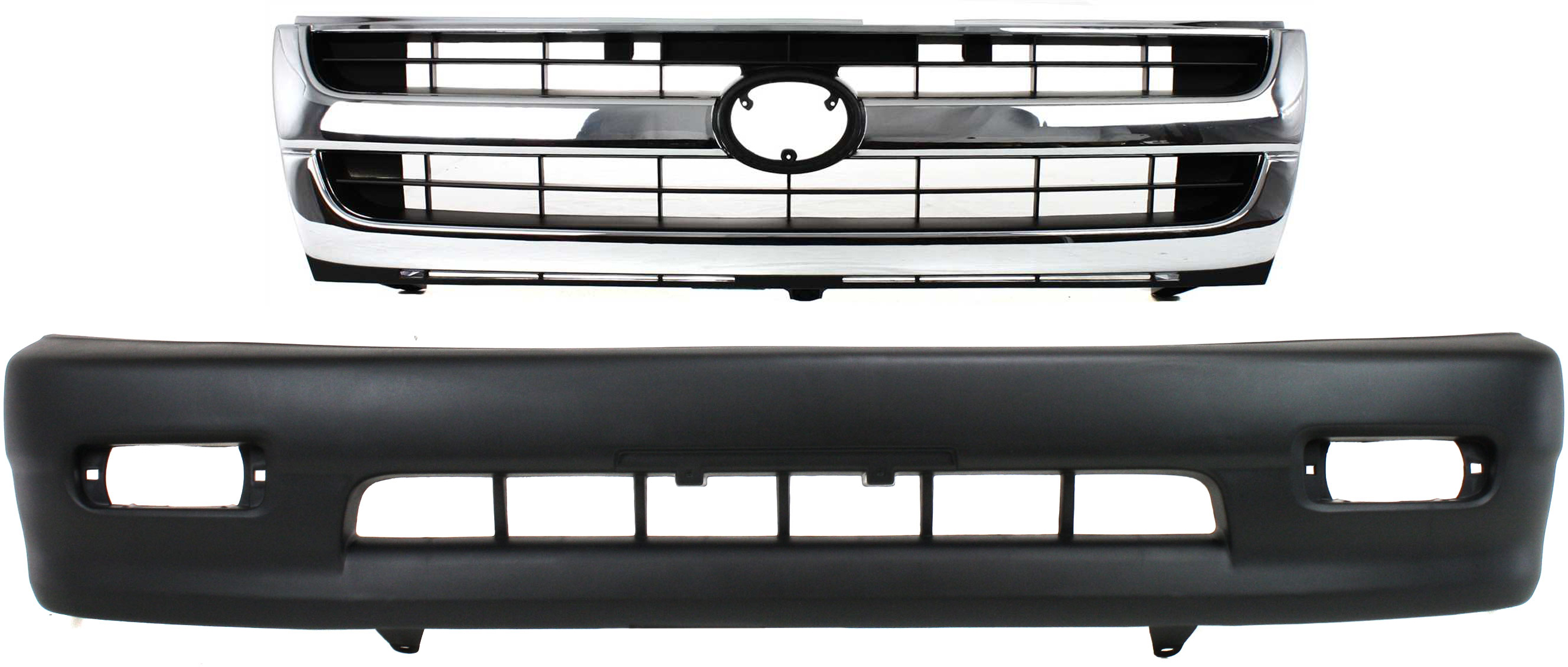 AM TACOMA 98-00 FRONT BUMPER COVER Textured 2 pc Kit with Grille Exc. Pre Runner Models SKU KIT 021118-86 Partslink TO1095172 TO1200205 OEM 5391104070-5310004070