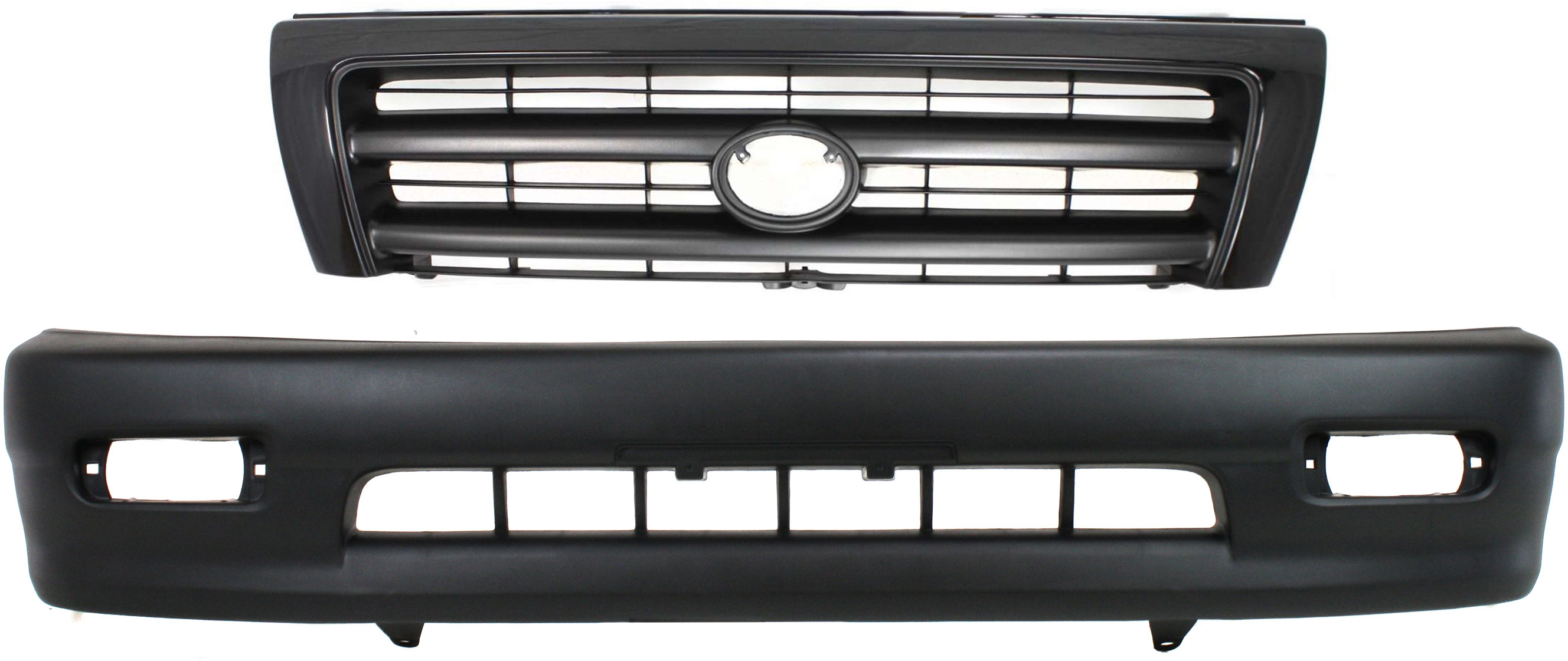 AM TACOMA 98-00 FRONT BUMPER COVER Textured 2 pc Kit with Grille Assembly Exc. Pre Runner Models SKU KIT 021118-87 Partslink TO1095172 TO1200211 OEM 5391104070-5310004110C0