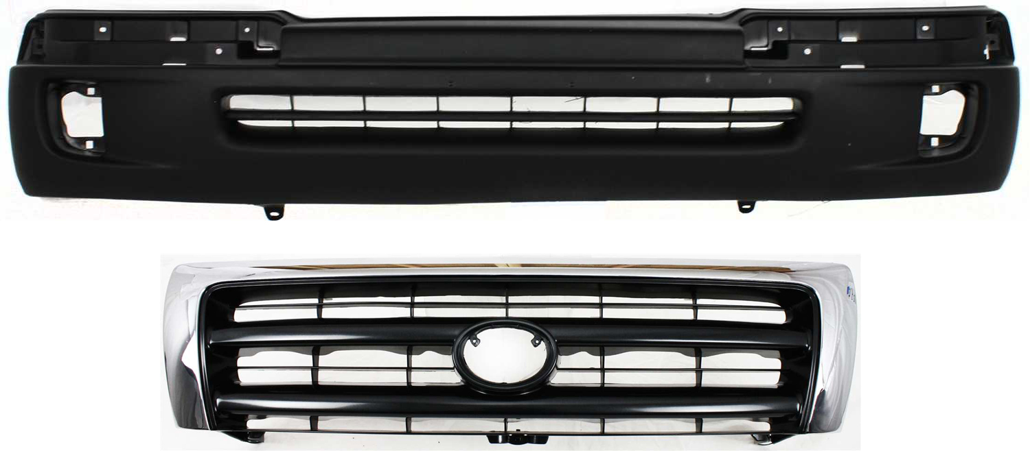 AM TACOMA 98-00 FRONT BUMPER COVER Textured 2 pc Kit with Grille SKU KIT 021118-90 Partslink TO1095173 TO1200213 OEM 5391104090-5310004100