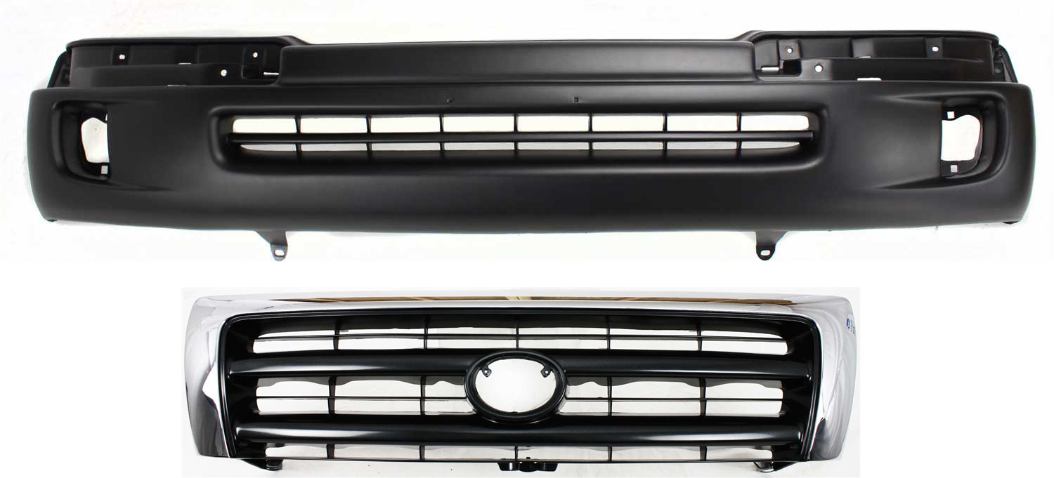 AM TACOMA 98-00 FRONT BUMPER COVER Primed 2 pc Kit with Grille SKU KIT 021118-92 Partslink TO1200213 OEM 5391104090 PFM 5310004100