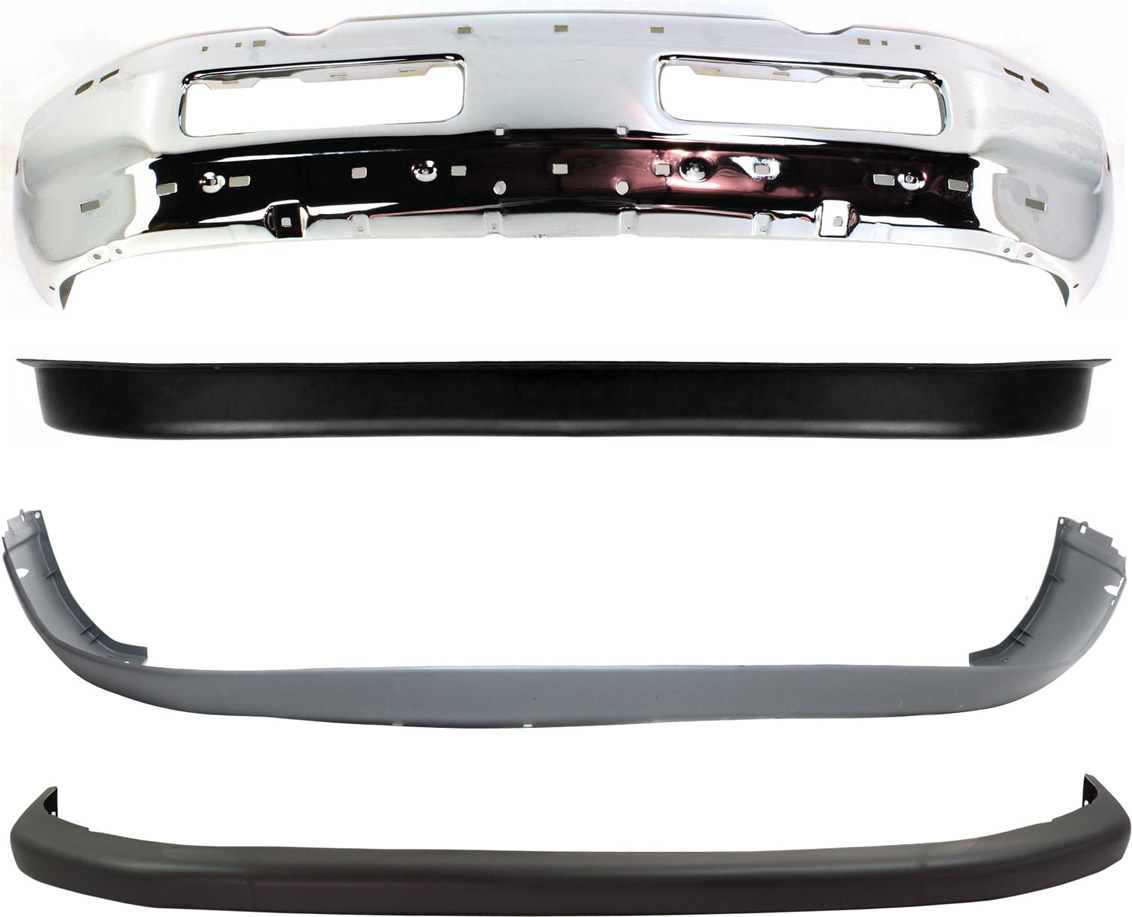 AM DODGE FULL SIZE P U 94-02 FRONT BUMPER 4 pc kit Chrome with Valance and Bumper Covers Old Body Style SKU KIT 021216-01 Partslink CH1002256 CH1002172 CH1000232 CH1000160 CH1090124 OEM 55076599AG 55274749-55076614AC