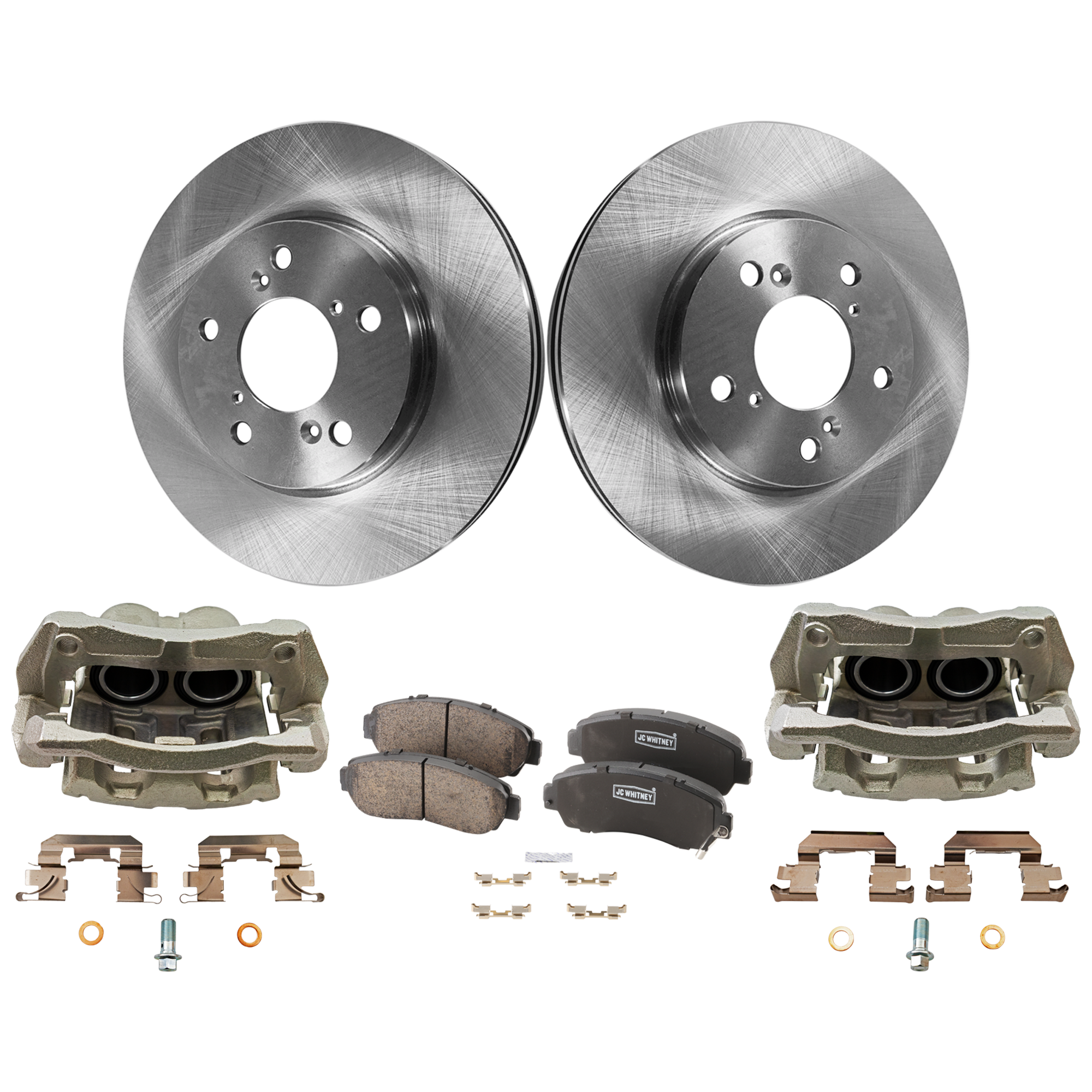 AM ODYSSEY 05-10 FRONT BRAKE KIT WITH CALIPERS 2 Wheel Set Includes 2 Brake Caliper 2 Brake Disc and 1 Brake Pad Set Plain Surface 5 Lugs Cast Iron Ceramic SKU KIT 021225-18 OEM 45251SHJA00-3501115XKZ16A 4502
