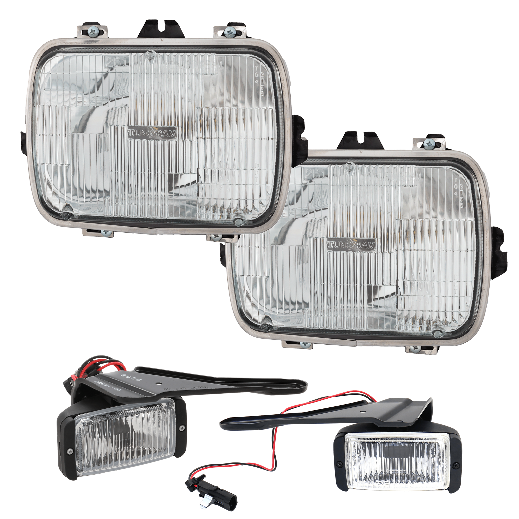 AM C K FULL SIZE PICKUP 88-97 HEAD LAMP RH AND LH 4 pc Kit Assembly Halogen w Fog Light SKU KIT 021226-02 Partslink GM2500112 GM2592106 GM2593106 OEM 25949657-16524927-16524928