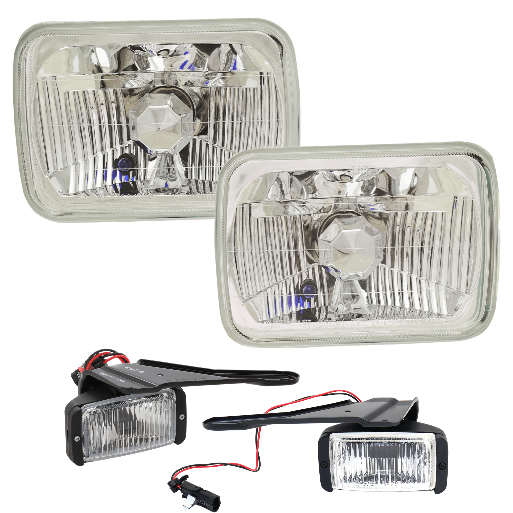 AM C K FULL SIZE PICKUP 88-97 HEAD LAMP RH AND LH 4 pc Kit Assembly Halogen w Fog Light SKU KIT 021226-17 Partslink GM2592106 GM2593106 OEM NA 16524927-16524928