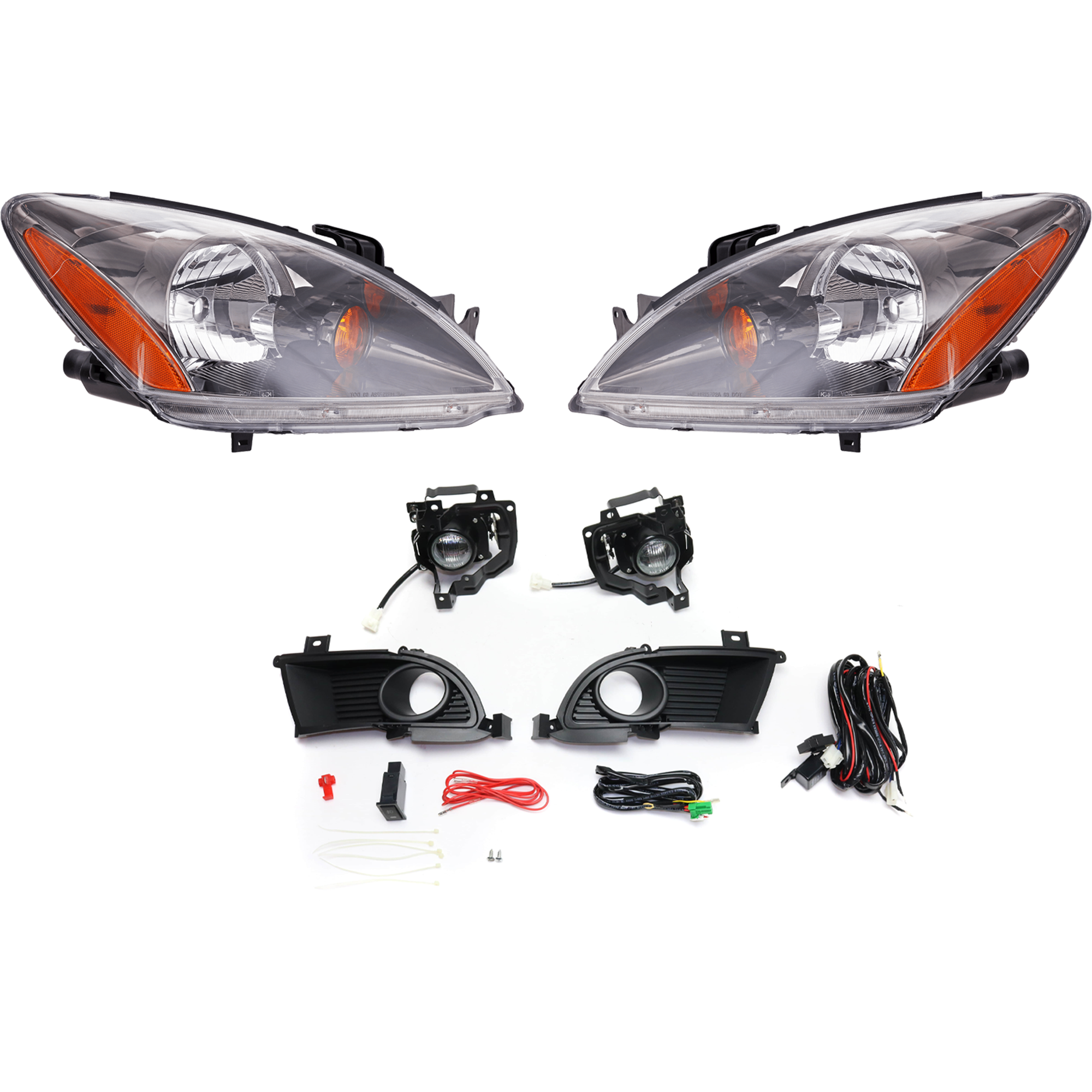 AM LANCER 04-05 HEAD LAMP RH AND LH 4 pc Kit Assembly Halogen w Fog Light SKU KIT 021226-25 OEM MN154899 MN154900 Performance