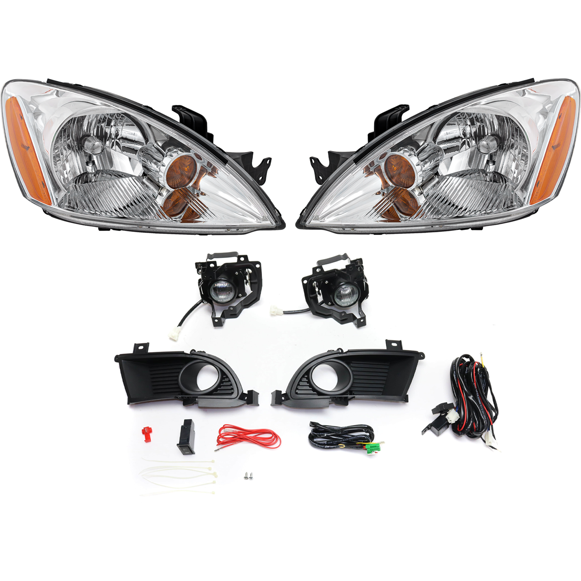 AM LANCER 04-05 HEAD LAMP RH AND LH Assembly Halogen 4 pc Kit w Fog Light SKU KIT 021226-26 OEM MN154898 MN161937 MN154897 Per
