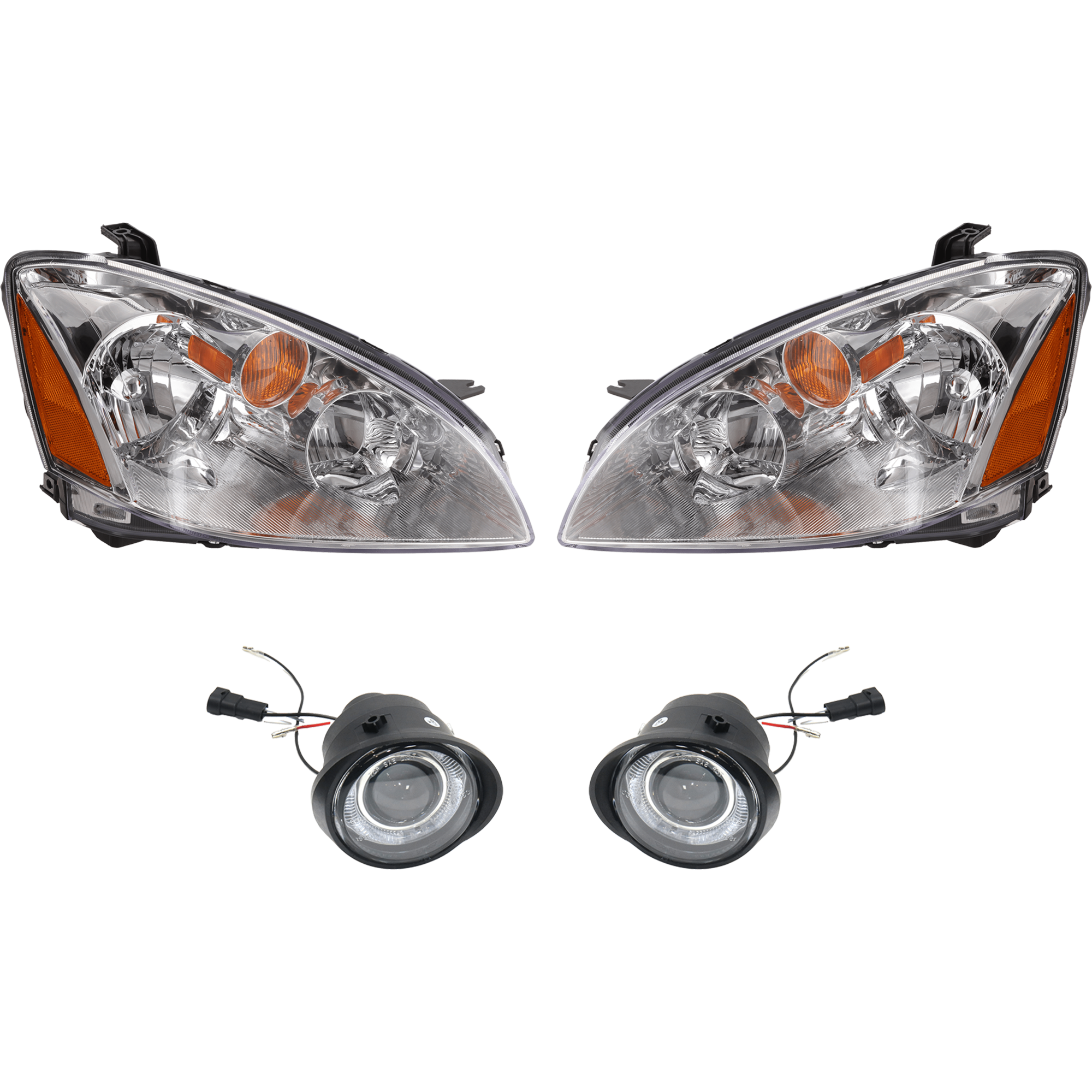 AM ALTIMA 02-04 HEAD LAMP RH AND LH Assembly Halogen 4 pc Kit w Fog Light SKU KIT 021226-27 OEM 260103Z626-260603Z626 Performa