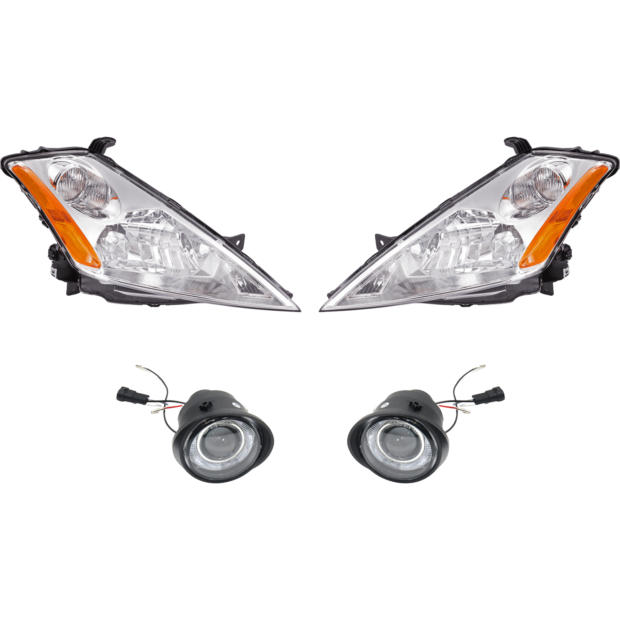 AM MURANO 03-04 HEAD LAMP RH AND LH Assembly Halogen 4 pc Kit w Fog Light SKU KIT 021226-28 OEM 26010CA125-26060CA125 Performa