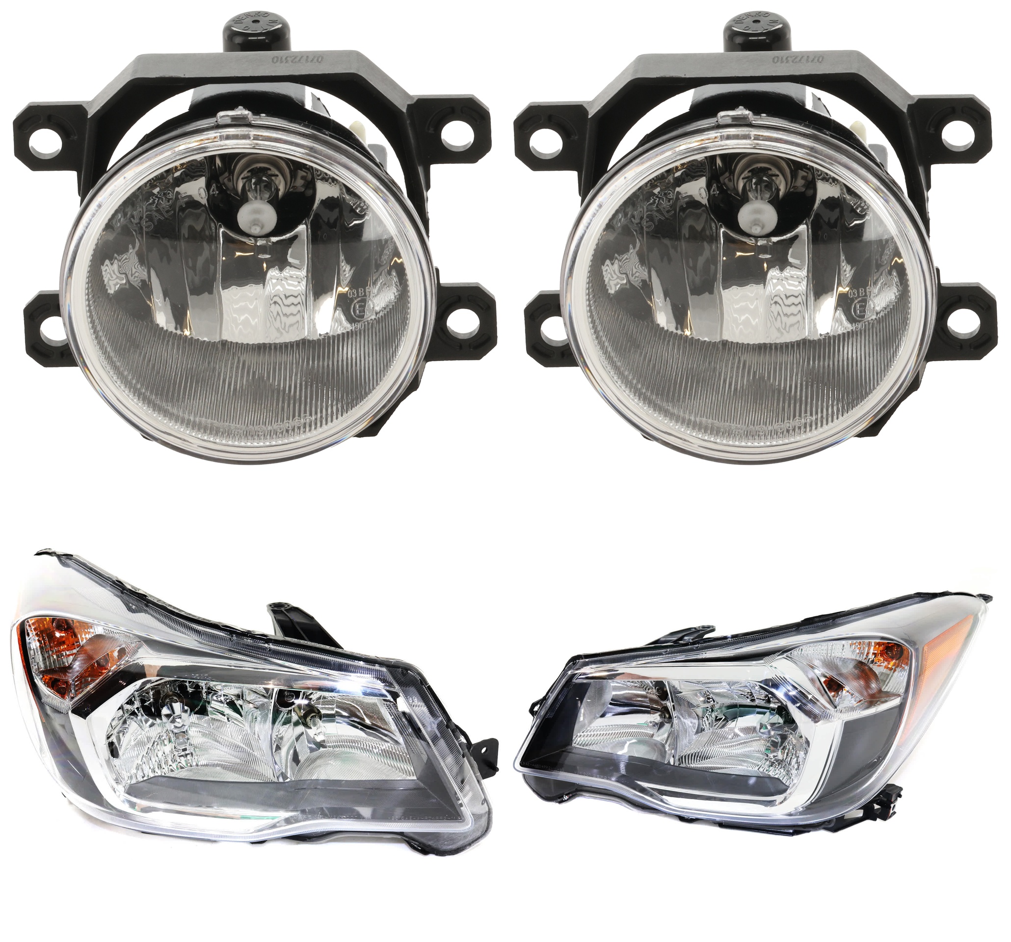 AM FORESTER 14-16 HEAD LAMP RH AND LH Assembly Halogen 4 pc Kit w Fog Light CAPA SKU KIT 021226-37 Partslink SU2502146C SU2503146C SU2592122C OEM 84001SG101-84001SG111-84501AJ0
