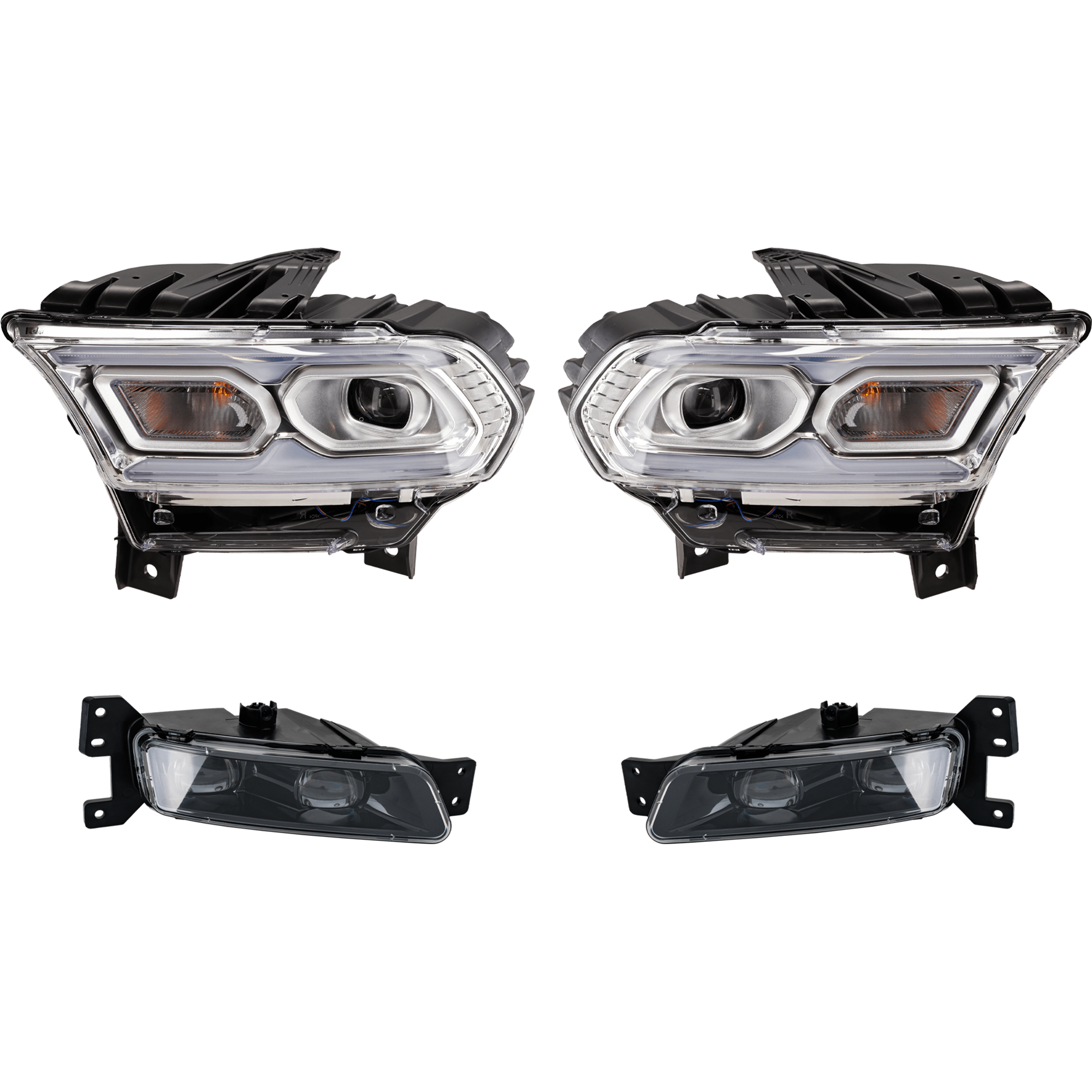 AM DURANGO 21-23 HEAD LAMP RH AND LH Assembly LED 4 pc Kit w Fog Light CAPA SKU KIT 021226-43 Partslink CH2502343C CH2503343C CH2592159C CH2593159C OEM 68275510AC 68275511AC 68433776