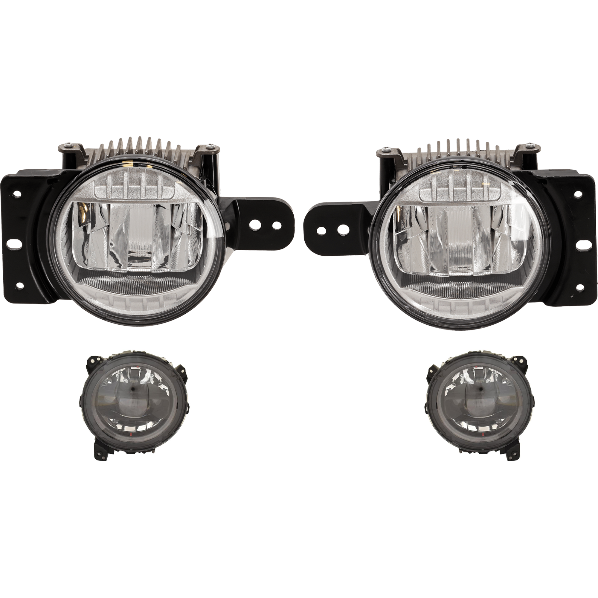 AM GLADIATOR WRANGLER 23-24 HEAD LAMP RH AND LH Assembly LED 4 pc Kit w Fog Light CAPA SKU KIT 021226-51 Partslink CH2502360C CH2503360C CH2592171C CH2593171C OEM 68504496AA 68504497AA 68596460