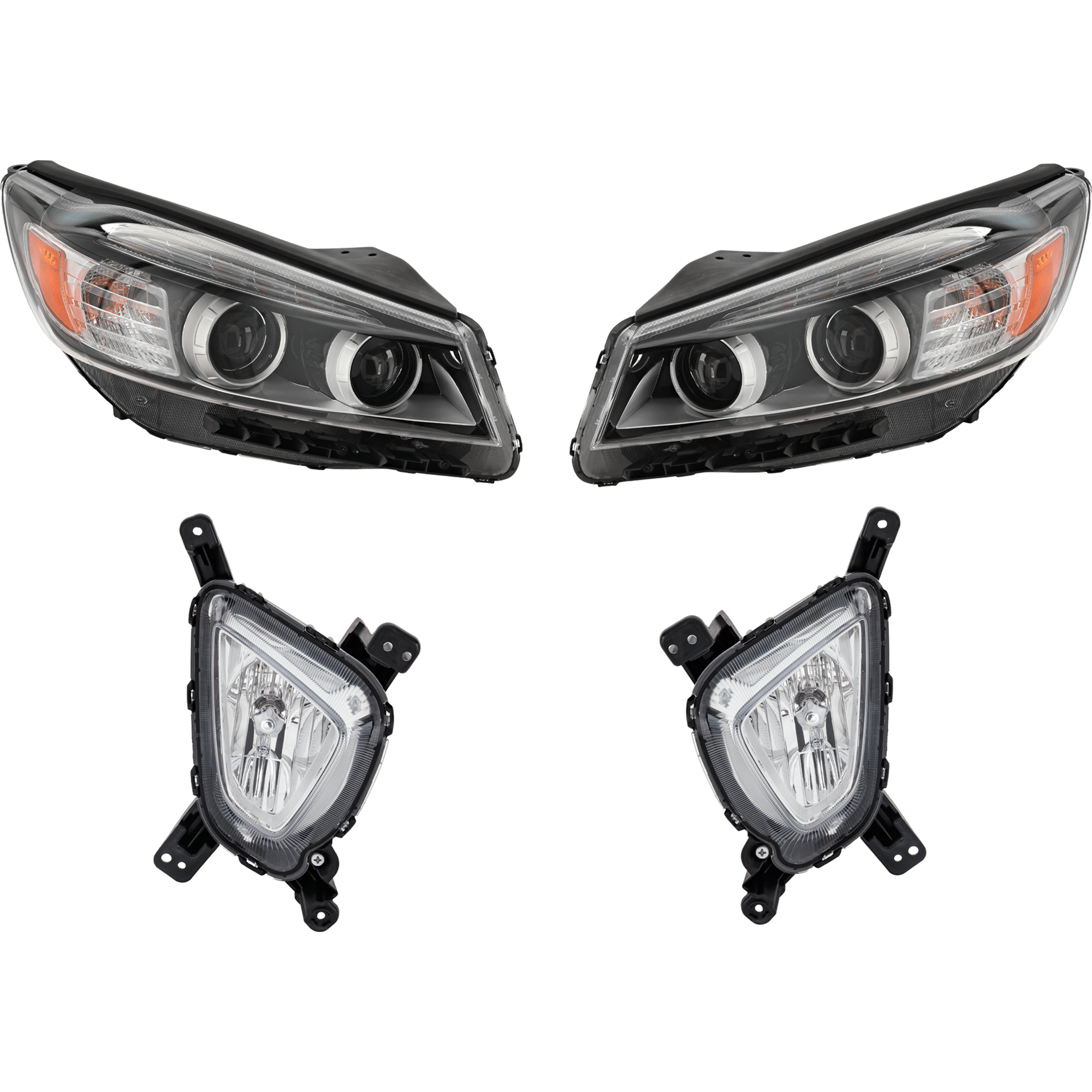 AM SORENTO 16-18 HEAD LAMP RH AND LH Assembly Halogen 4 pc Kit w Fog Light CAPA SKU KIT 021226-54 Partslink KI2502186C KI2503186C KI2592137C KI2593137C OEM 92101C6010-92102C6010-92201C60