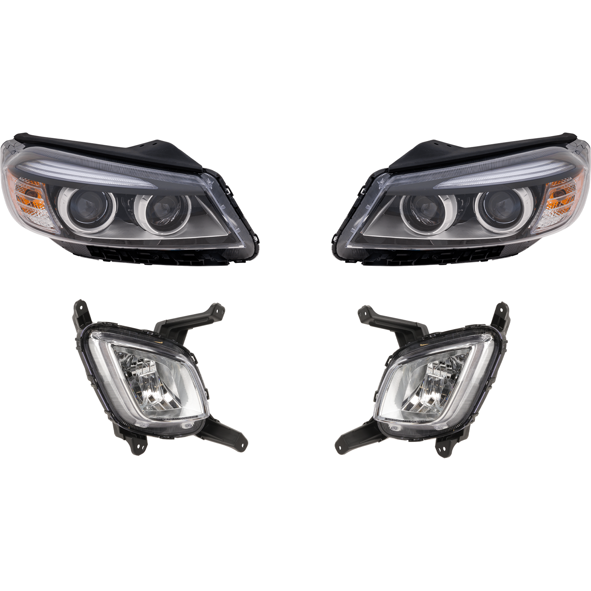 AM SORENTO 16-18 HEAD LAMP RH AND LH Assembly Halogen 4 pc Kit w Fog Light SKU KIT 021226-56 Partslink KI2502185 KI2503185 KI2592138 KI2593138 OEM 92101C6000-92102C6000-92201C61
