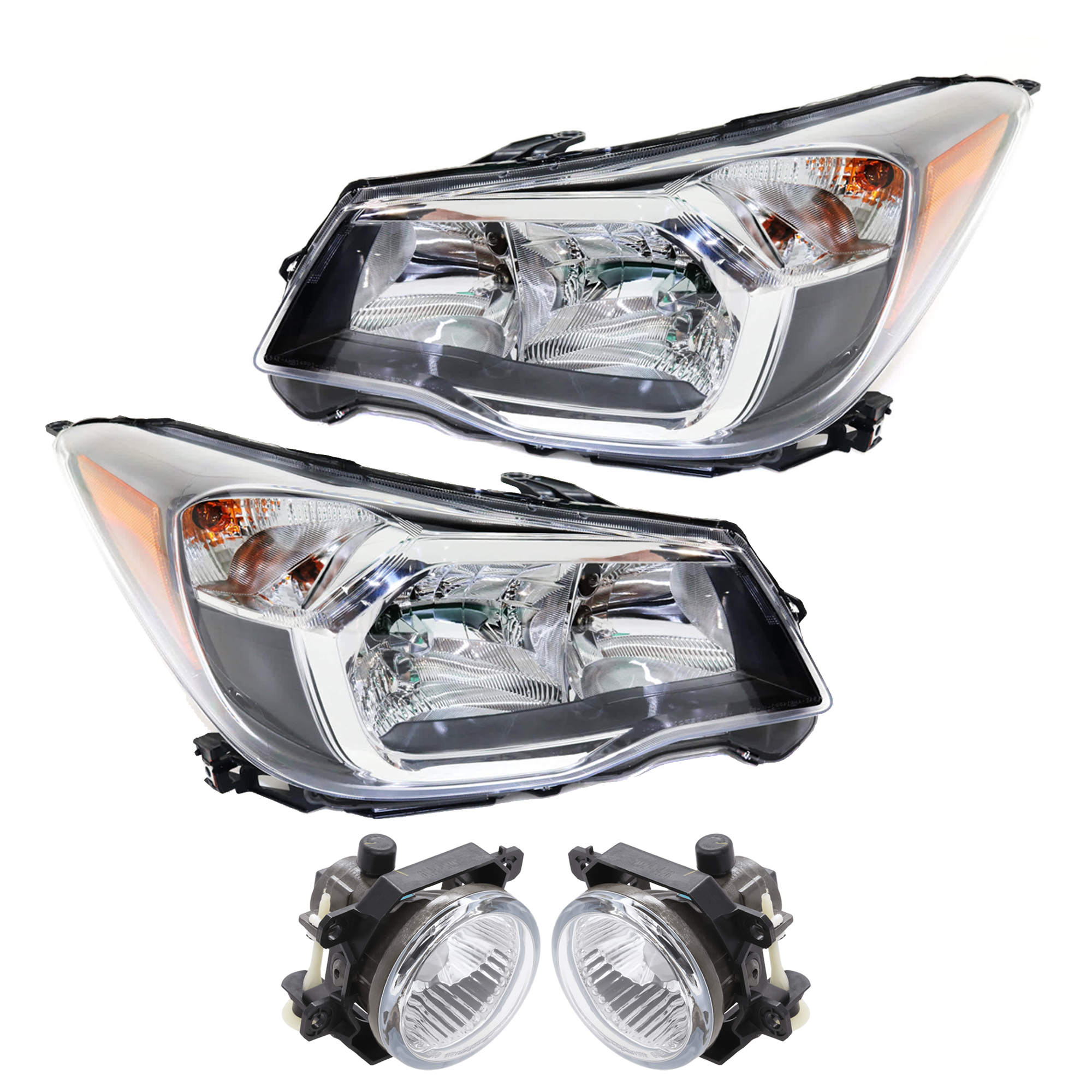 AM FORESTER 16-16 HEAD LAMP RH AND LH 4 pc Kit Assembly Halogen w Fog Light CAPA SKU KIT 021226-71 Partslink SU2502146C SU2503146C SU2592126C SU2593126C OEM 84001SG101-84001SG111-84501FJ0