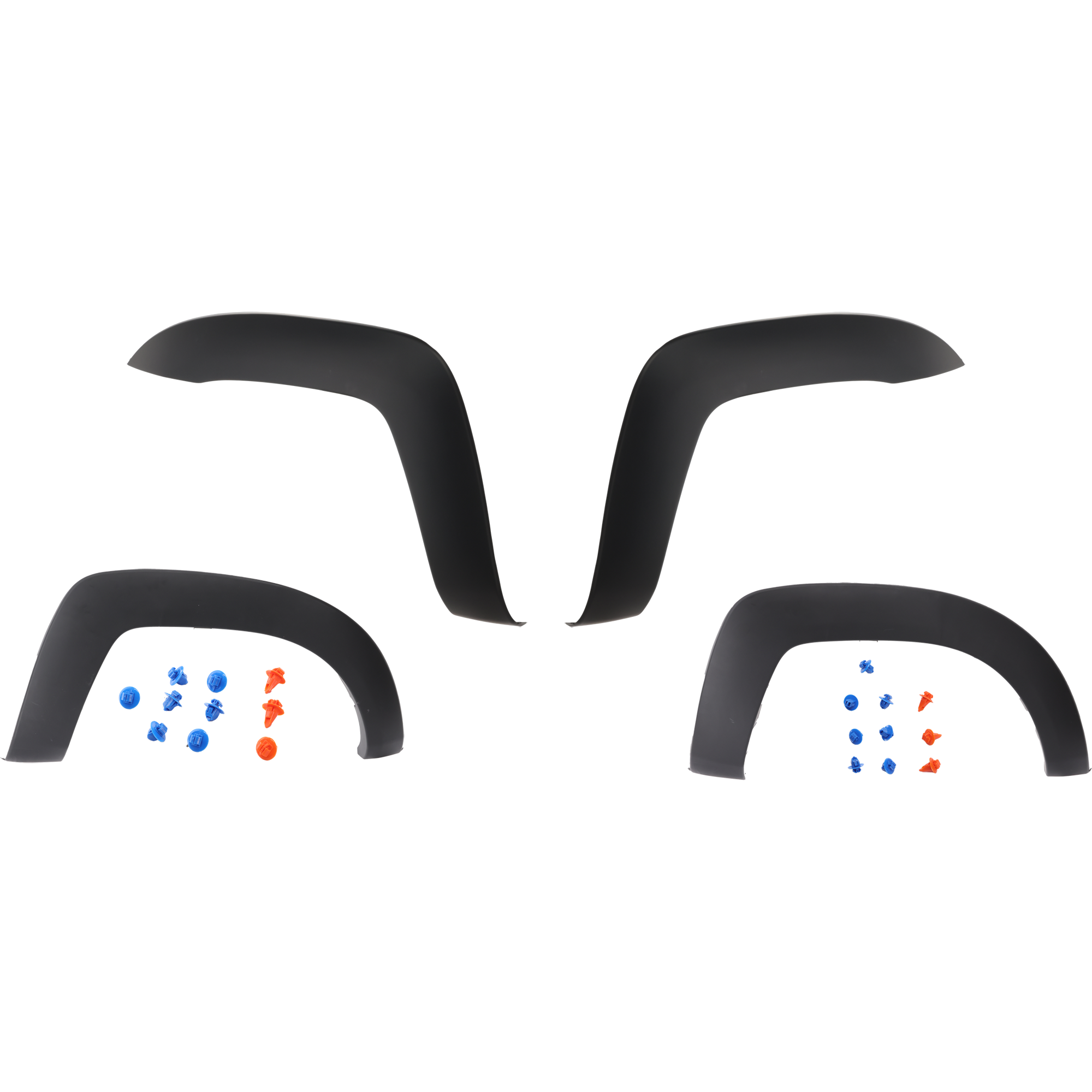 AM TACOMA 05-15 FRONT AND REAR WHEEL OPENING MOLDING RH AND LH 4 pc kit OE Style Textured Black with Fender Trim SKU KIT 021324-03 Partslink TO1268106 TO1269106 TO1790110 TO1791110 OEM 7587104030-7587204030-75874040