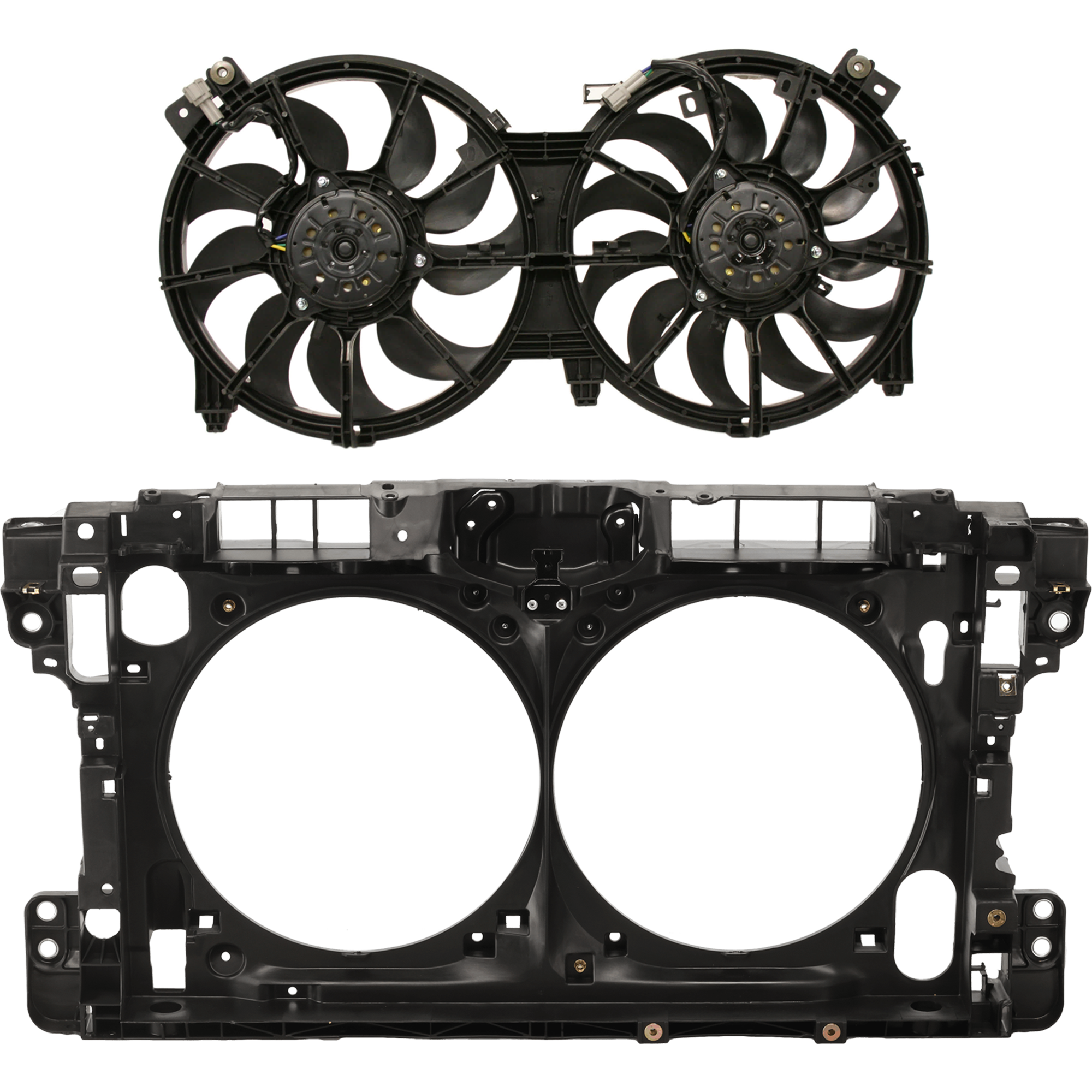 AM ALTIMA 13-15 RADIATOR SUPPORT 2 pc Kit Sedan w Cooling Fan Assembly SKU KIT 021326-06 Partslink NI1225206 NI3115134 OEM 625003TA0A 21481JA100-214813NT