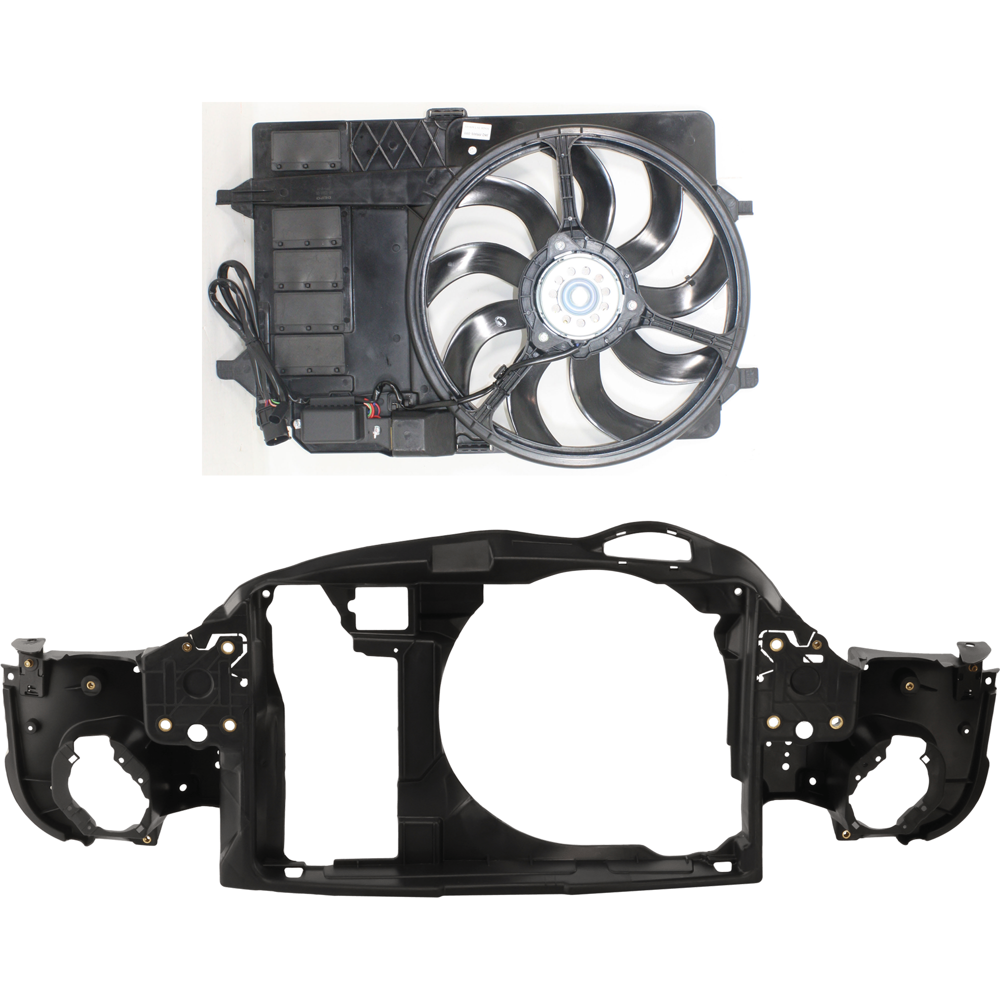 AM COOPER 02-03 RADIATOR SUPPORT 2 pc Kit S Model w Cooling Fan Assembly SKU KIT 021326-08 Partslink MC1225102 MC3115101 OEM 51647200800-17101475577