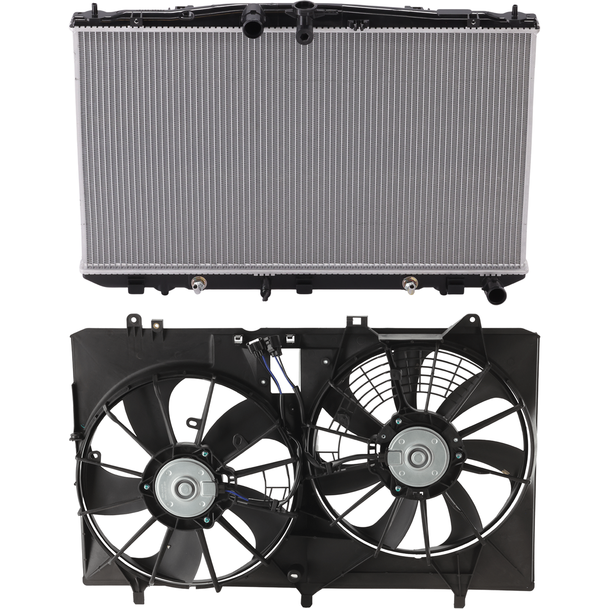 AM RX350-10-15 SIENNA 11-16 RADIATOR 2 pc Kit For Models without Tow Package w Cooling Fan Assembly SKU KIT 021326-12 Partslink LX3010142 TO3010330 TO3115168 OEM 1604131610-160410P260-167110P1