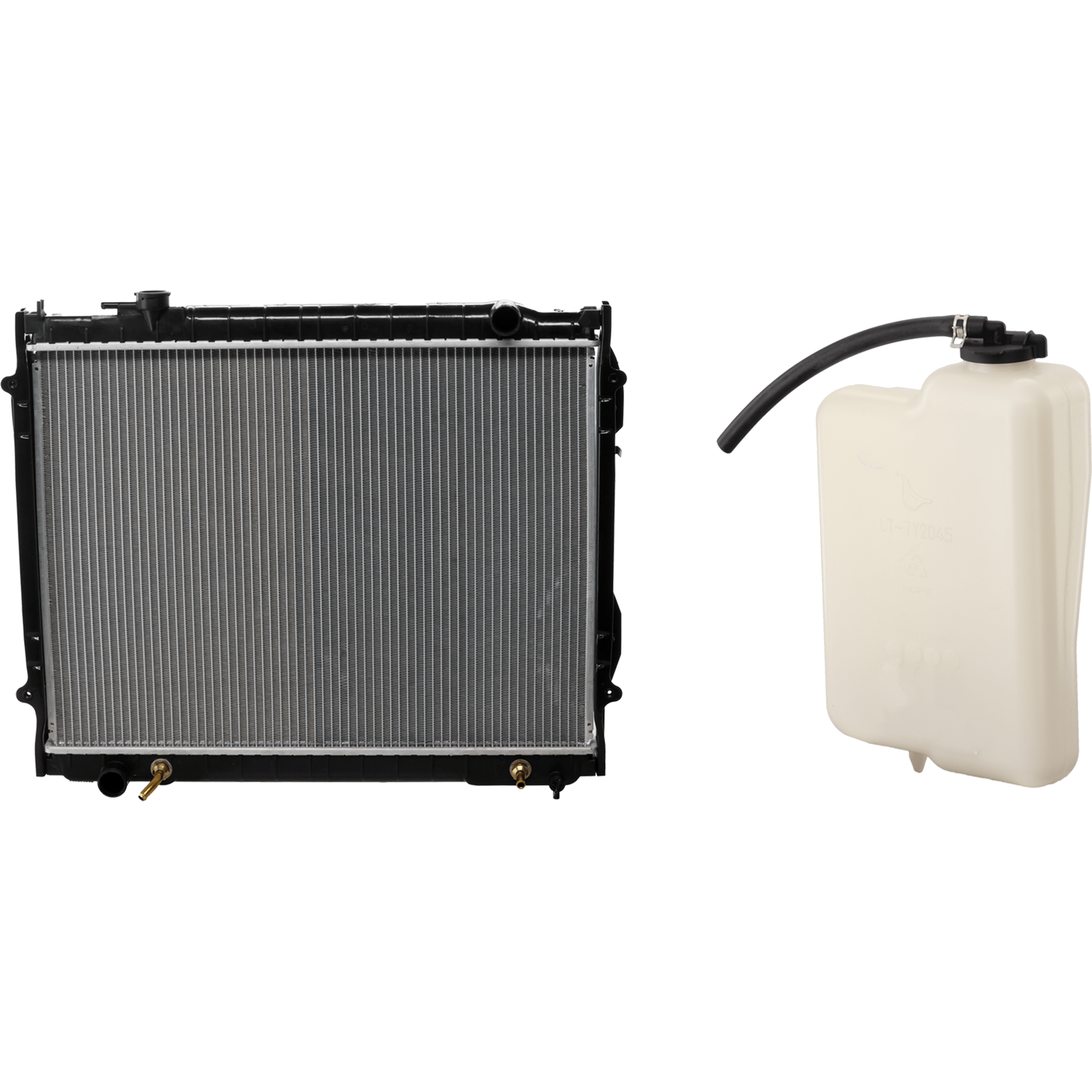 AM TACOMA 95-04 RADIATOR 2 pc Kit Automatic Transmission w Coolant Reservoir SKU KIT 021326-15 Partslink TO3010177 TO3014108 OEM 164100C024-164700C011