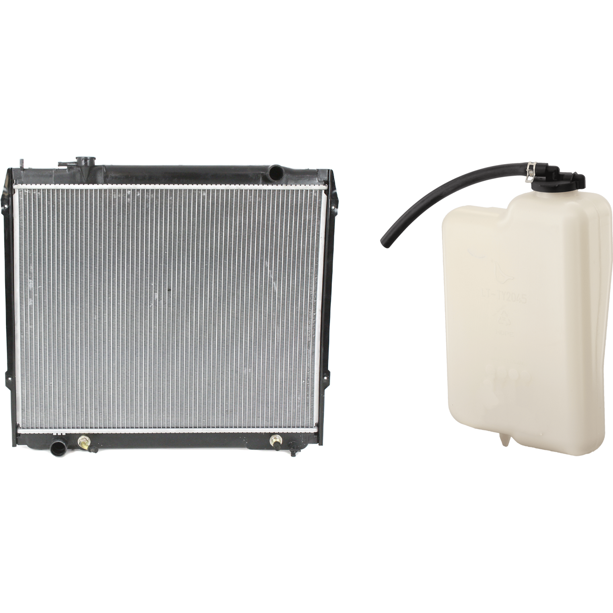 AM TACOMA 95-00 RADIATOR 2 pc Kit RWD Automatic Transmission w Coolant Reservoir SKU KIT 021326-16 Partslink TO3010180 TO3014108 OEM 1641007061-164700C011