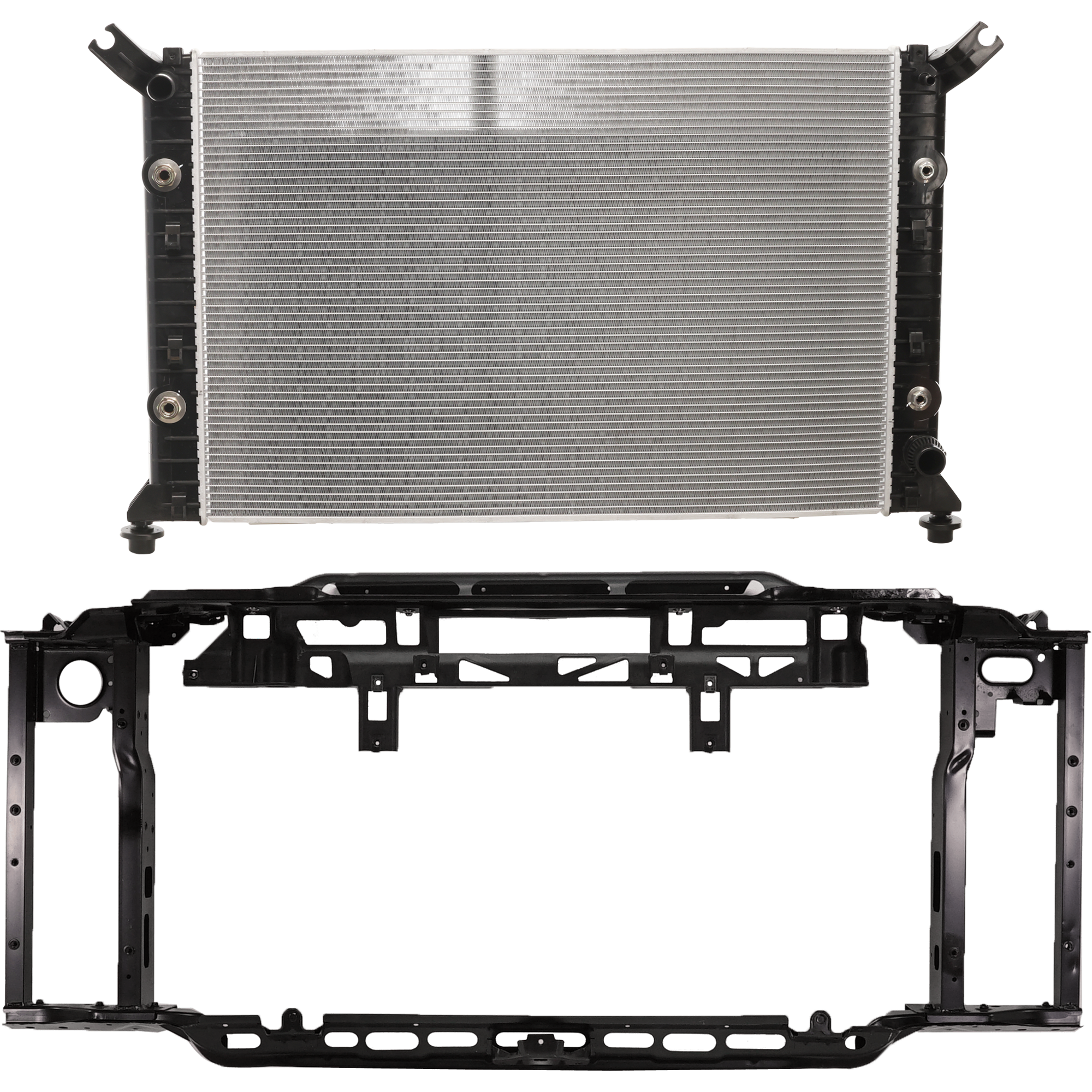 AM SILVERADO SIERRA 2500 HD 3500 HD 15-19 RADIATOR SUPPORT 2 pc Kit 6.0L Eng. w Radiator SKU KIT 021326-26 Partslink GM1225335 GM3010566 OEM 84523026-84179524